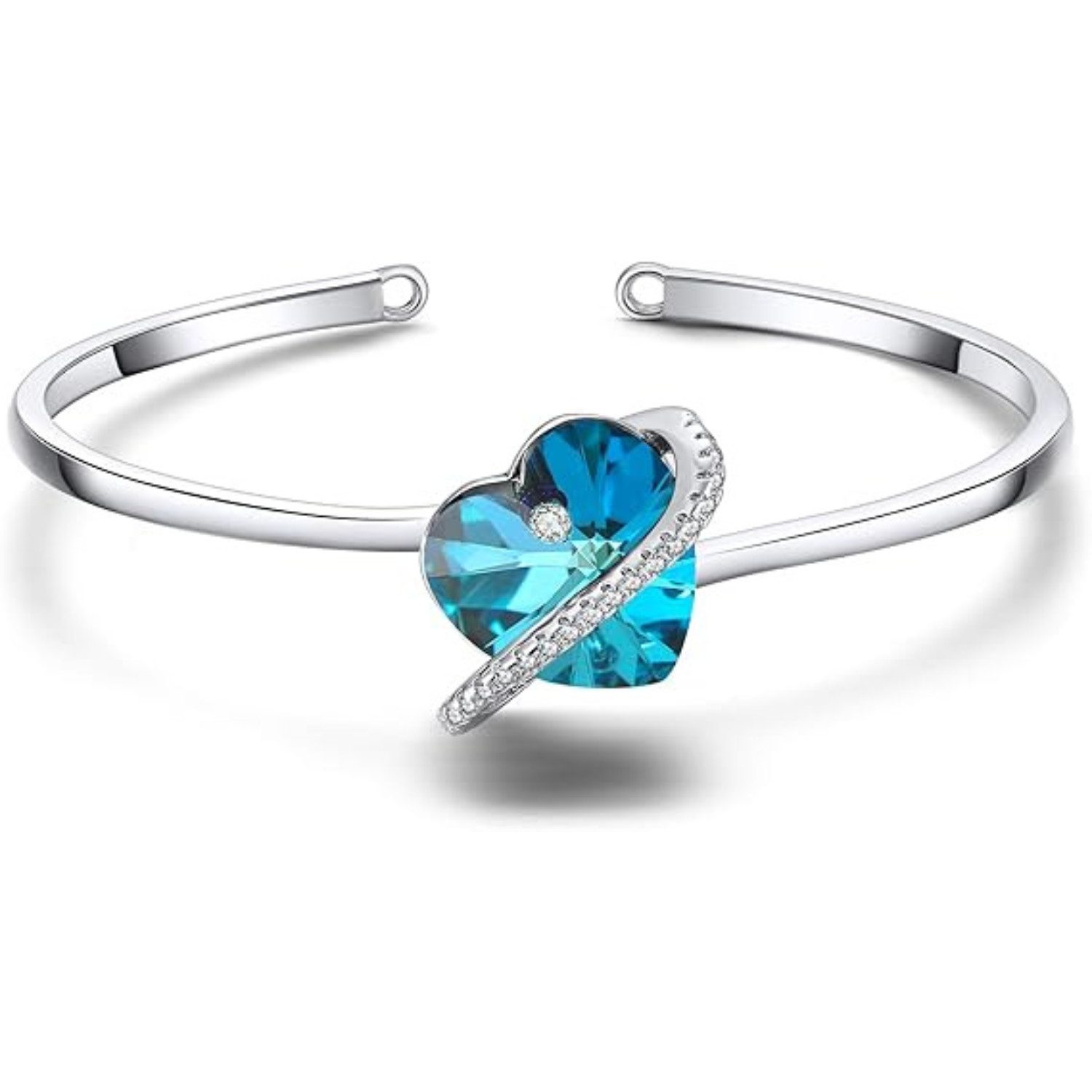 Lisandra Scott Armreif verstellbar mit funkelnden Herz Stein Kristallen - Armband für Damen, Funkelnder Herz-Armreif – verstellbar, edel & ideal als Geschenk