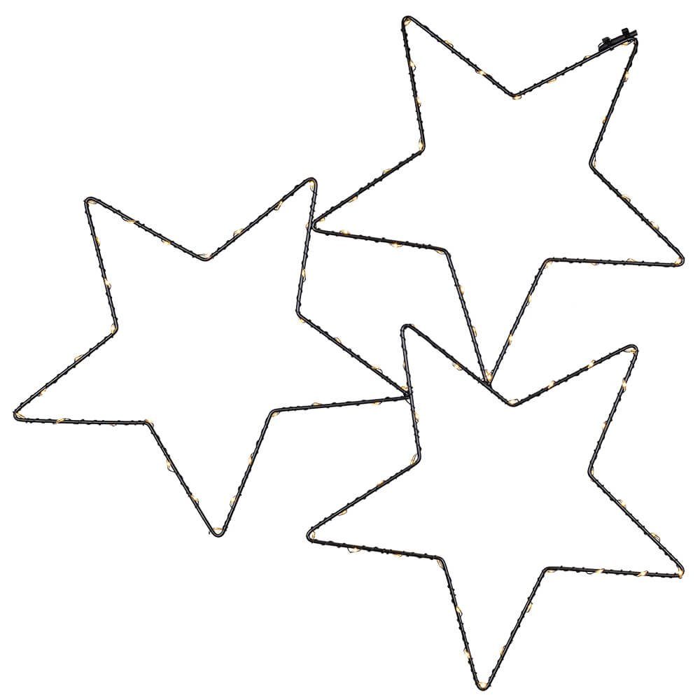 STAR TRADING LED Stern LED-Weihnachtssterne, STELLA, 50 warmweiße LEDs, 3er-Set