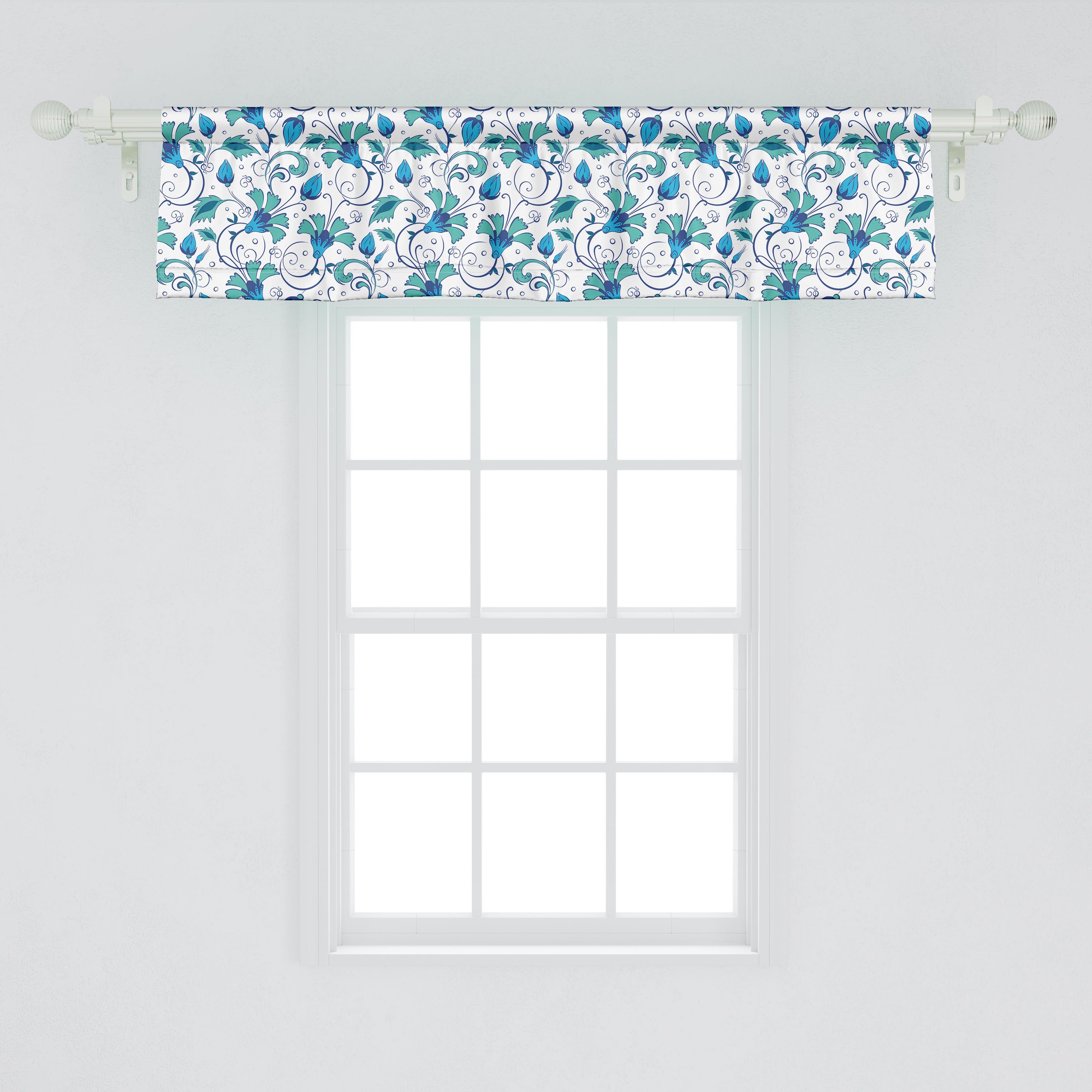 Abakuhaus, Tulpen Schlafzimmer Illustration mit Oriental Stangentasche, Scheibengardine Volant Vorhang für Küche Microfaser, Dekor Blumen