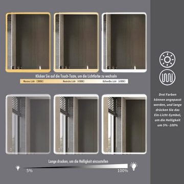 Fine Life Pro Badspiegel, Wandspiegel mit Beleuchtung, Entfogging, IP44, 80x60cm/101x76cm
