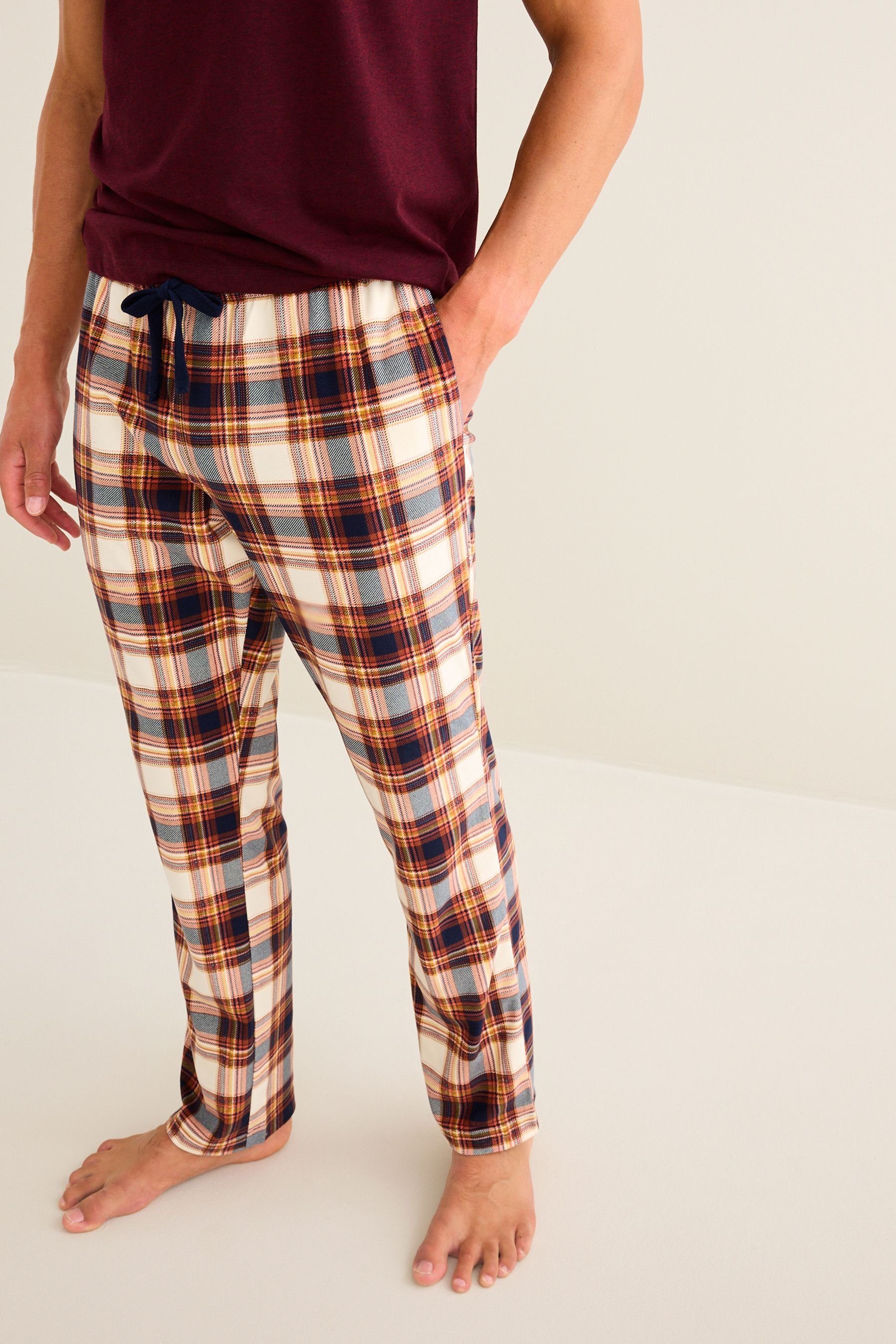 Motionflex (2 Bequemer tlg) Check Red/Natural Next Pyjama Schlafanzug