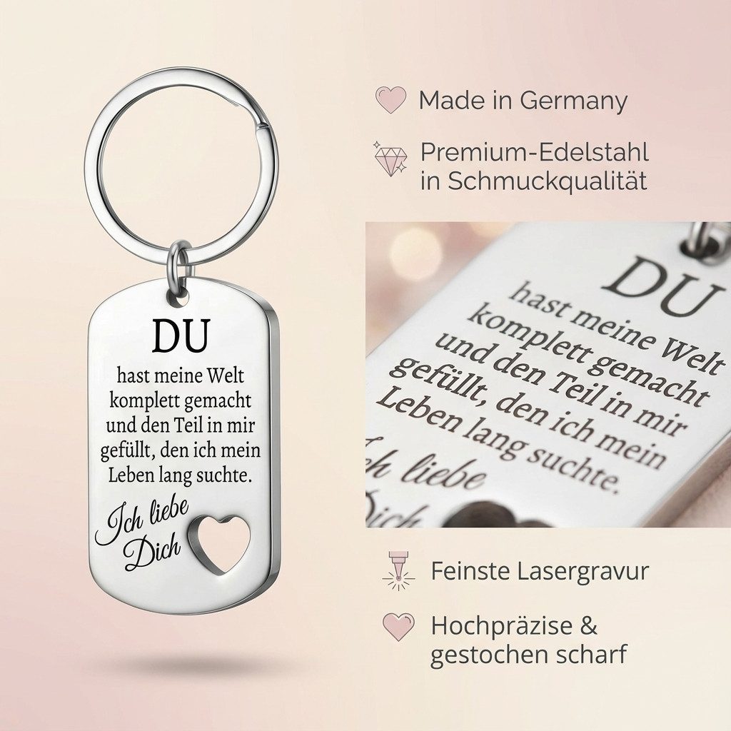 Geschenkehöhle Schlüsselanhänger PREMIUM Schlüsselanhänger mit edler Gravur als Schutzengel, Ein Schlüsselanhänger – fünf Botschaften, ein Gefühl: Liebe.