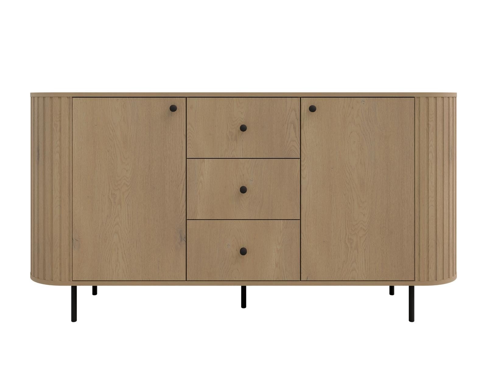 Compleo Kommode eiche cremona oder beige, drei Schubladen und zwei Türen ZANTO