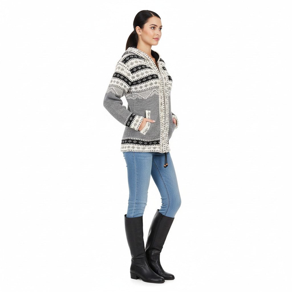 Guru-Shop Langjacke Kuschelige gefütterte Strickjacke, Damenjacke,.. – Bild 3 von 4