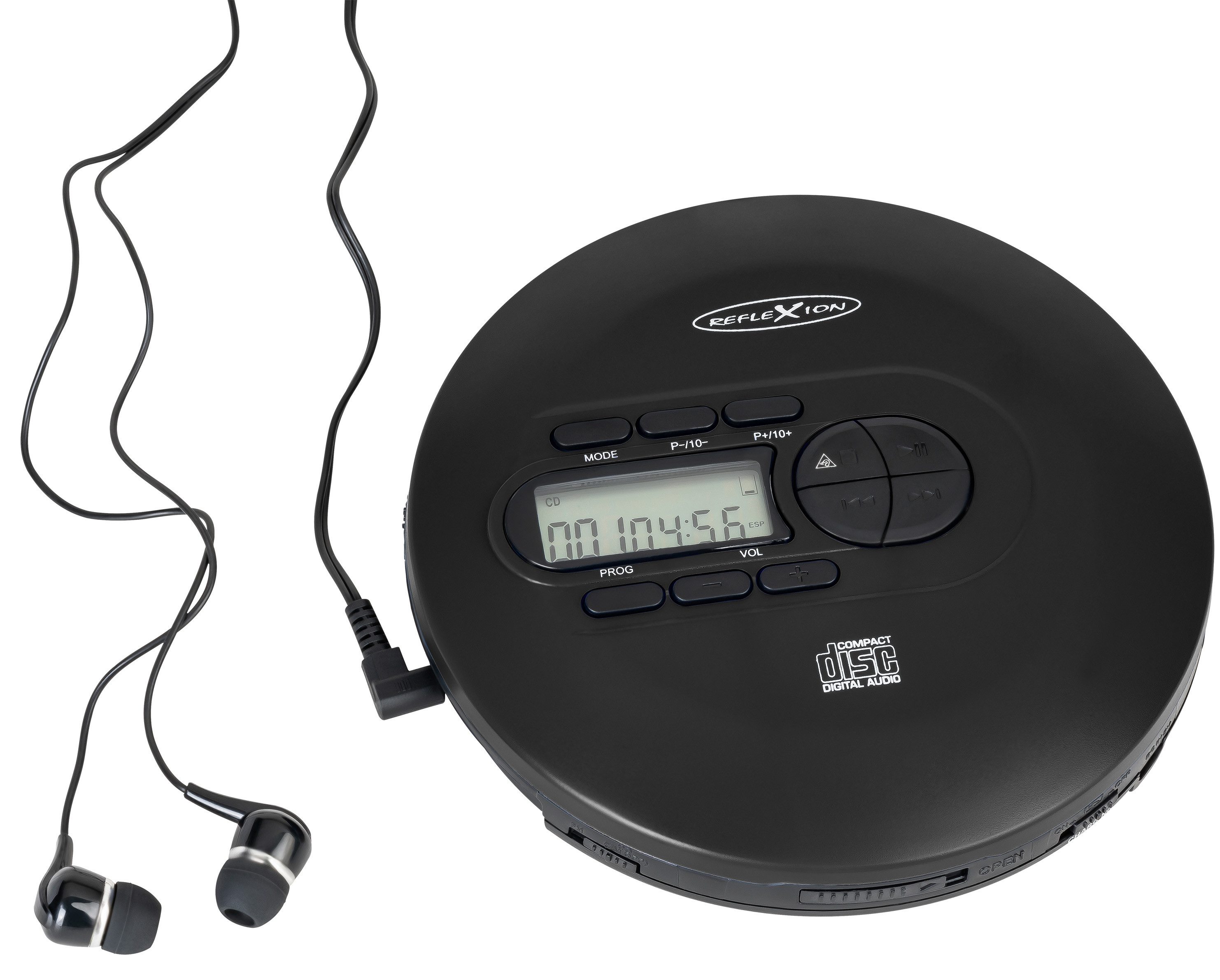 Reflexion PCD520MF Hochwertiger Discman für ein unverwechselbares Hörerlebnis tragbarer CD-Player (PPL-UKW Radio, Antishock-System, Hörbuchfunktion, inkl. Ohrhörer)