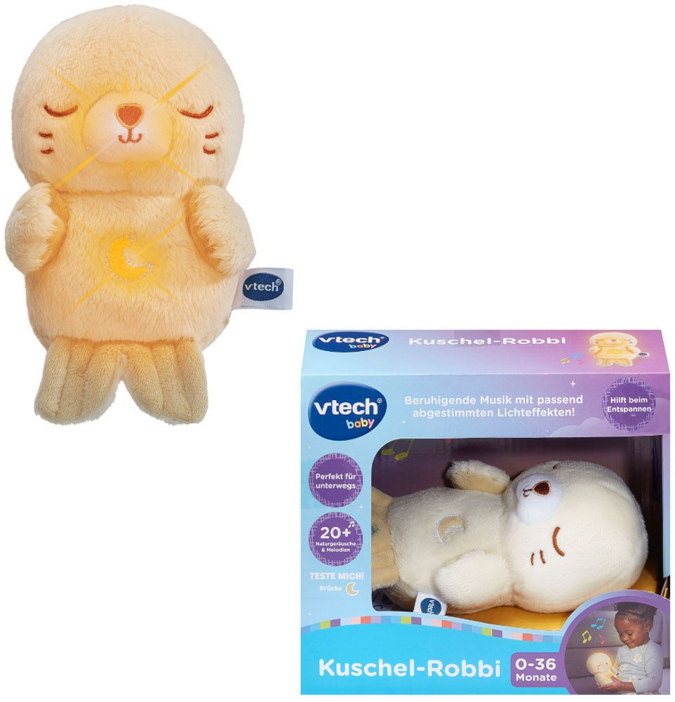 Vtech® Plüschfigur Vtech Baby, Kuschel-Robbi, Einschlafhilfe mit Naturgeräuschen und klassischer Musik