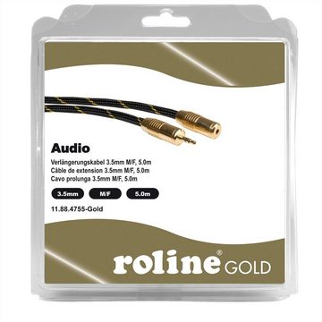 ROLINE GOLD 3,5mm Audio-Verlängerungskabel ST/BU Audio-Kabel, Klinke 3,5 mm, 3-polig Stereo (Mini-Klinke) Männlich (Stecker), Klinke 3,5 mm, 3-polig Stereo (Mini-Klinke) Weiblich (Buchse) (500.0 cm), Retail Blister