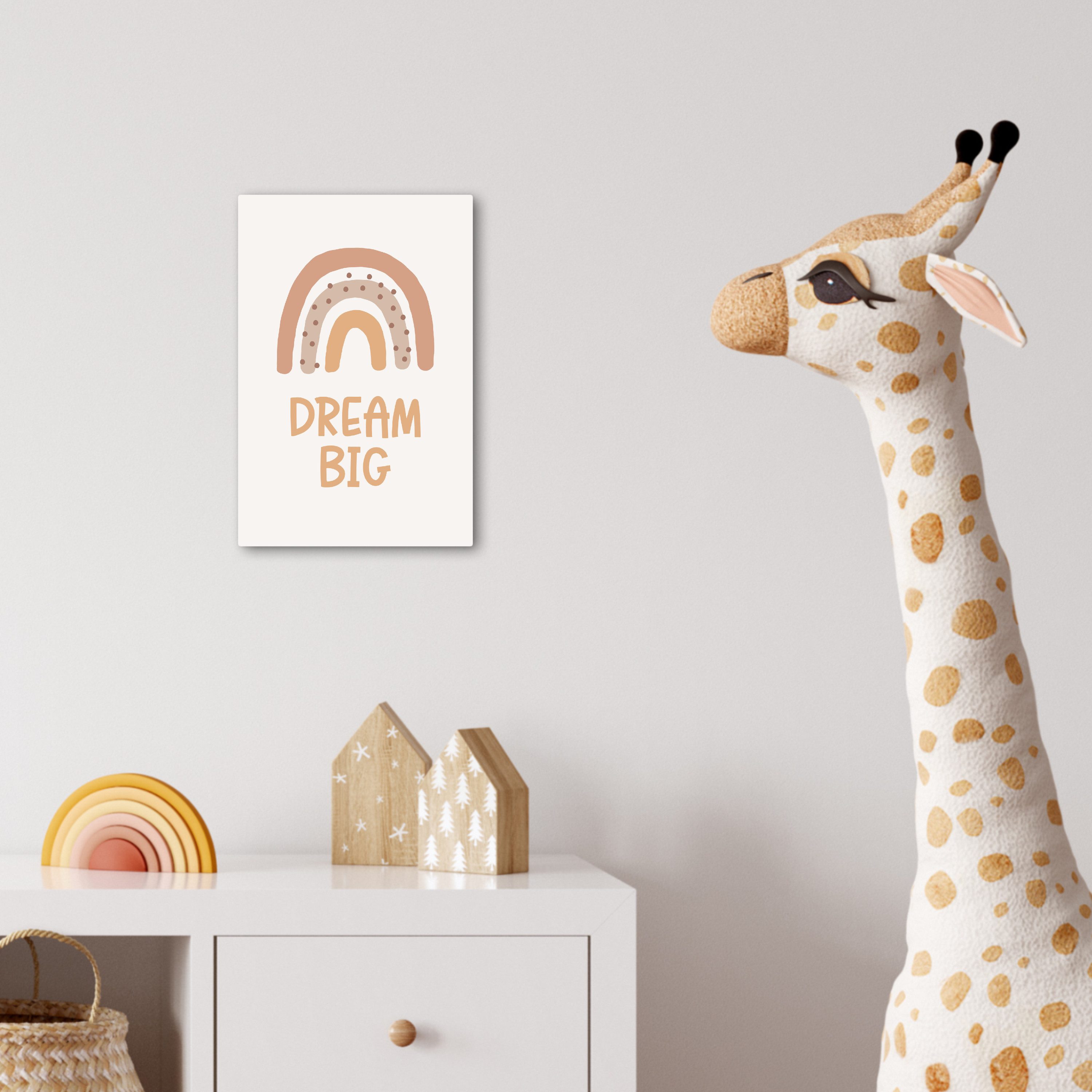 OneMillionCanvasses® Leinwandbild Kinder - Regenbogen - Pastell - Zitat - Dream Big, Fotodruck (1 St), Kinderzimmer Deko, Mädchen und Jungen Bilder 20x30 cm – Bild 4 von 5
