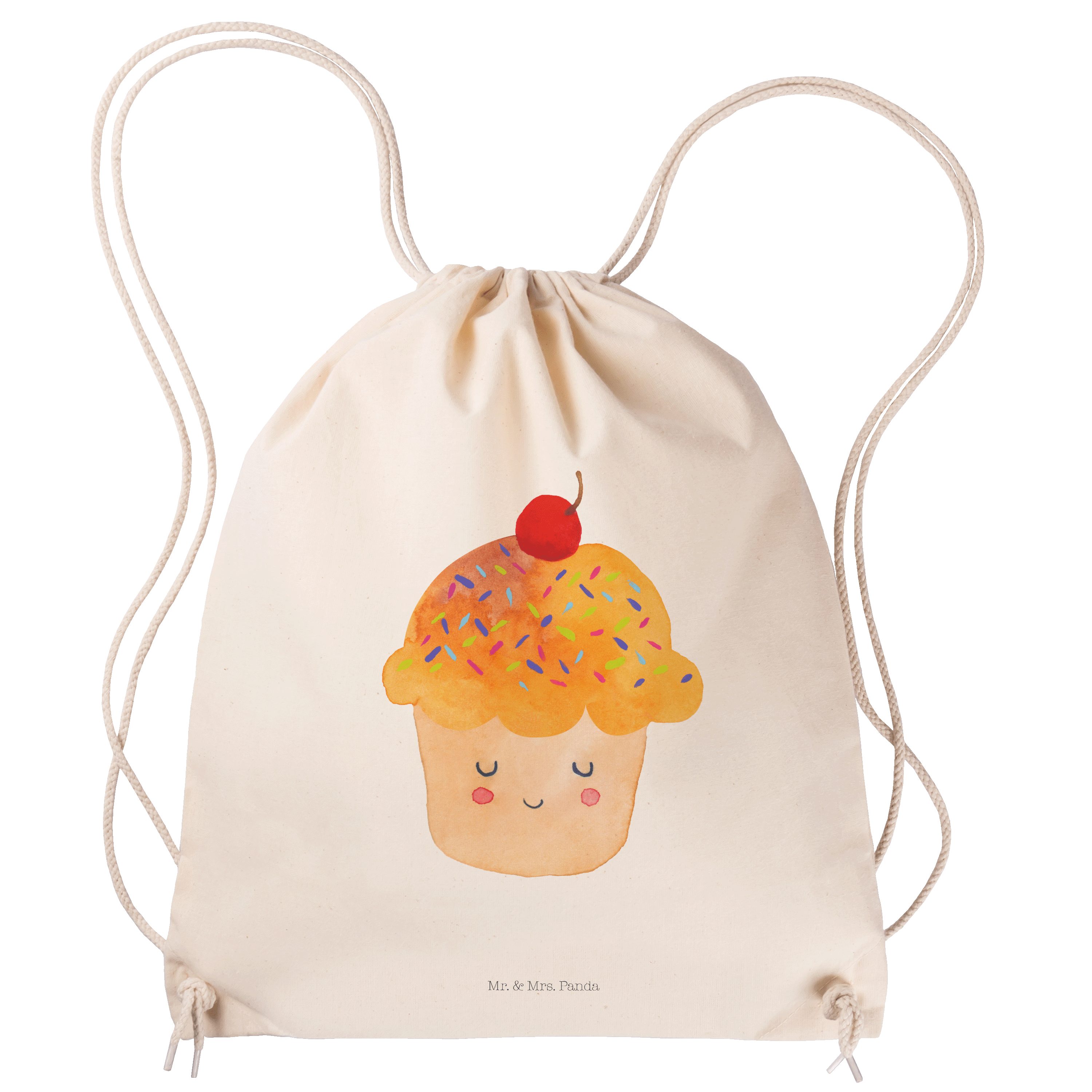 Mr. & Mrs. Panda Sporttasche Cupcake - Transparent - Geschenk, lustige Sprüche, Stoffbeutel, Gute (1-tlg) | Canvas-Taschen