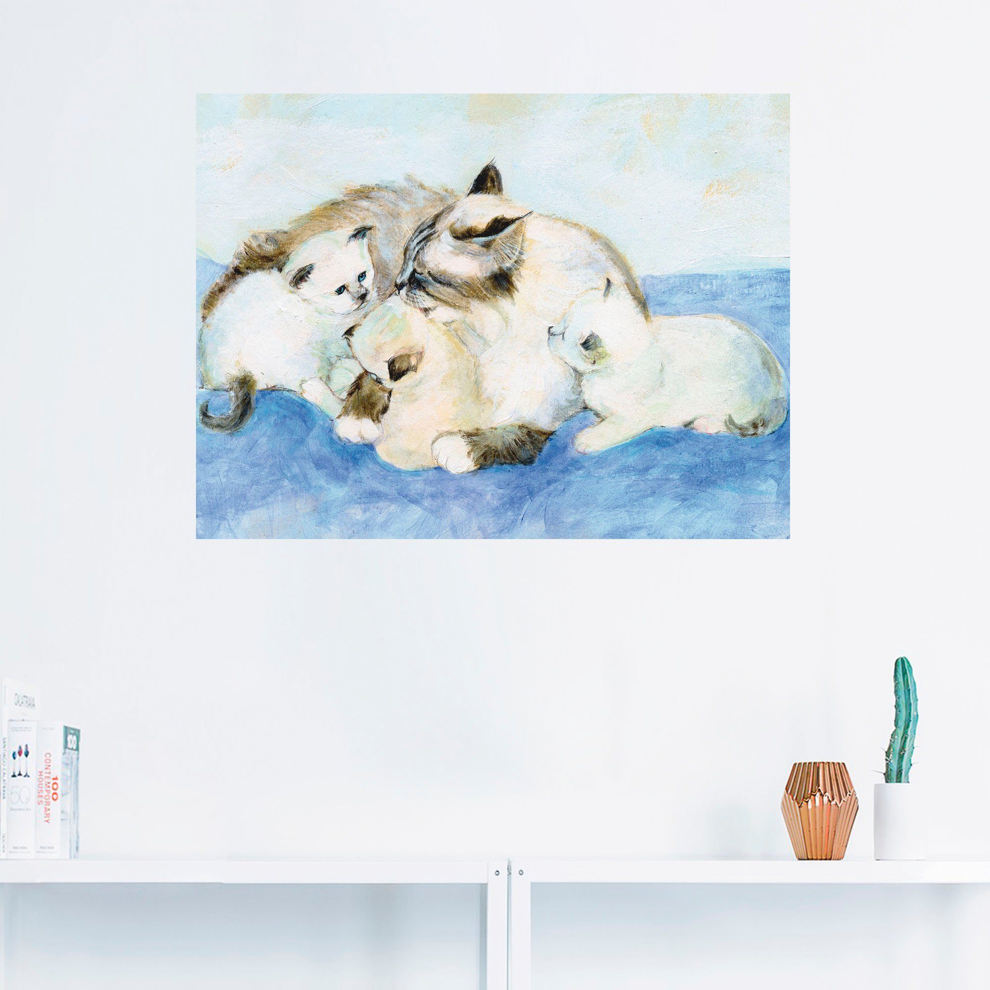 Artland Wandbild Katzenfamilie, versch. Leinwandbild, in Poster Haustiere (1 Wandaufkleber oder Größen St), als