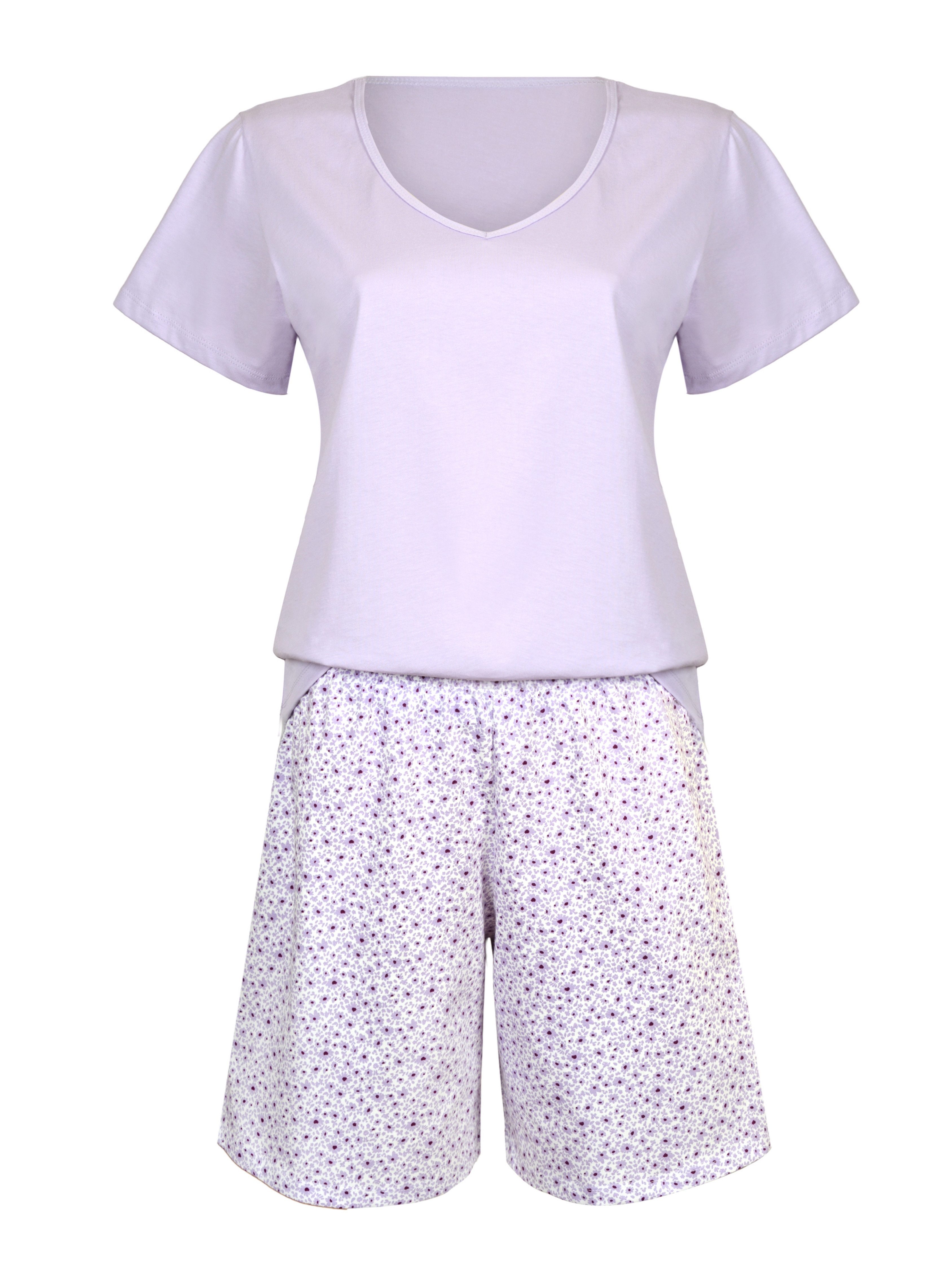 Donna Shorty Bermuda-Schlafanzug (2 tlg) Bermuda mit Blümchen-Druck, weiche günstig online kaufen