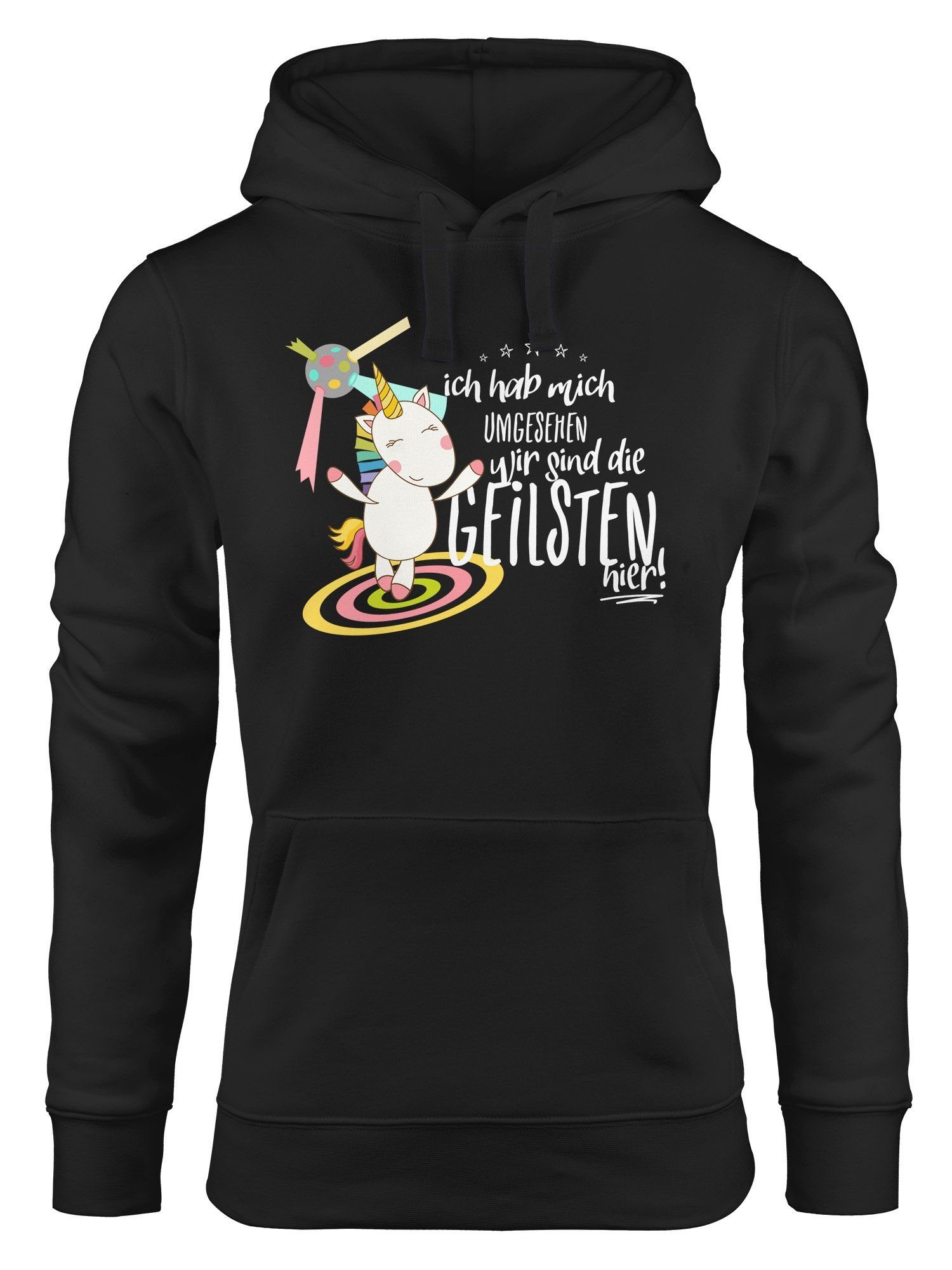 MoonWorks Hoodie Damen Kapuzen-Pullover Ich hab mich umgesehen wir sind die geilsten