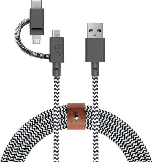 NATIVE UNION Gürtelkabel Universal Smartphone-Kabel, Lightning, Micro-USB, USB Typ A, USB-C (200 cm)