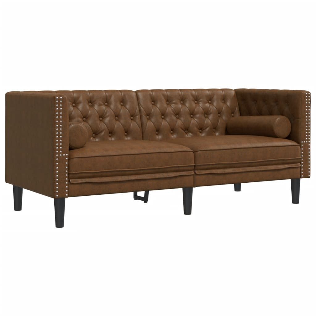 vidaXL Sofa Chesterfield-Sofa 2-Sitzer Braun Kunstleder günstig online kaufen