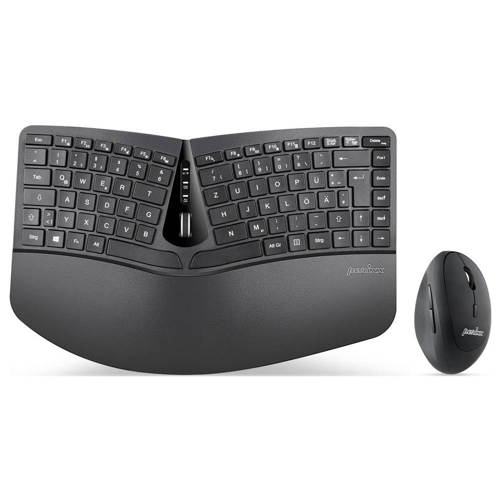 Perixx Tastatur, Maus-Set PERIDUO-606 A DE B Tastatur- und Maus-Set, Ergonomisch