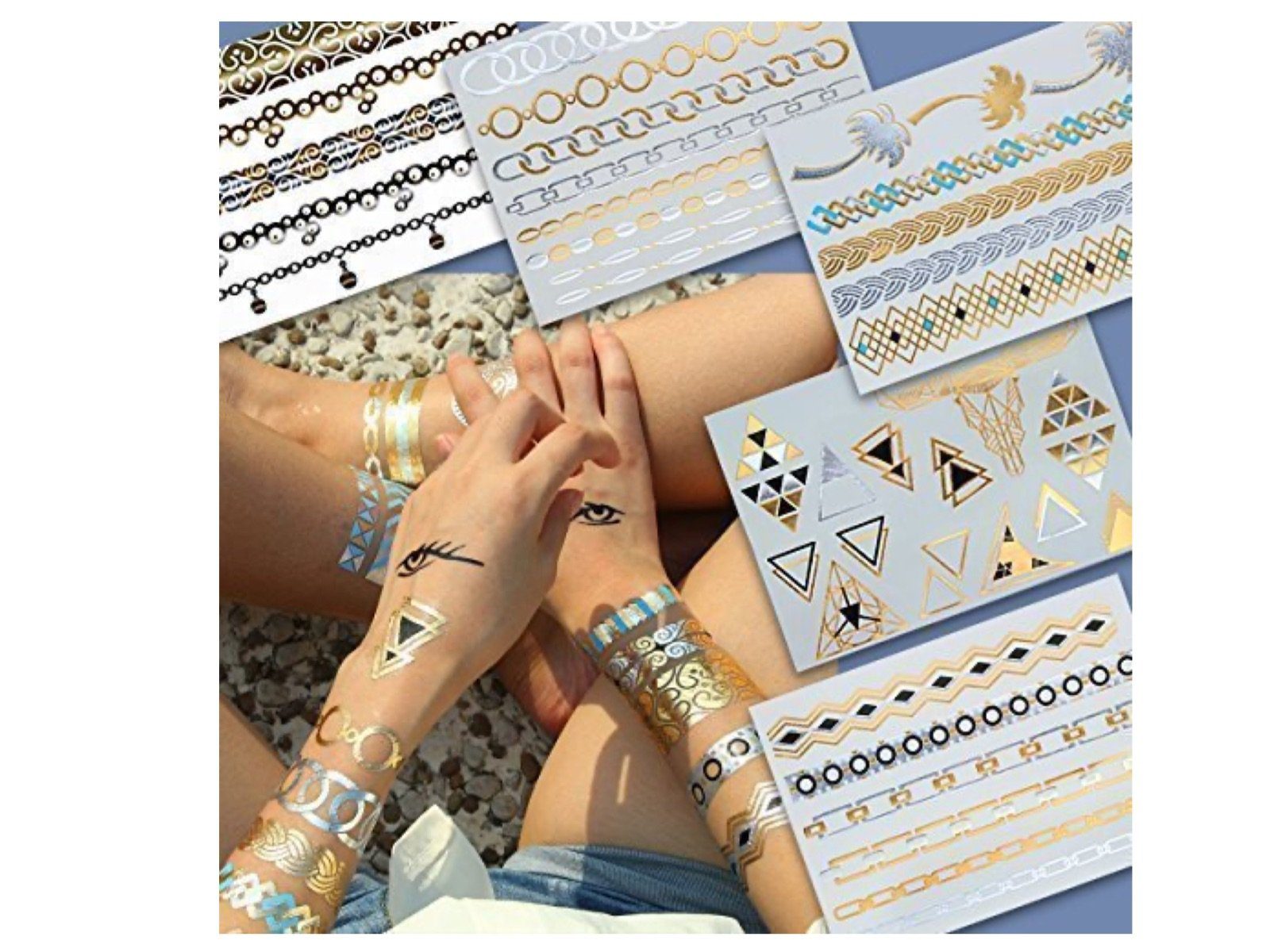 LK Trend & Metallic Schmuck-Tattoo 40 Gold 5 Haut auf BEAUTY, Tattoos, Style Aufkleben die Armkettchen, Motive, Sets zum Modeschmuck Flash