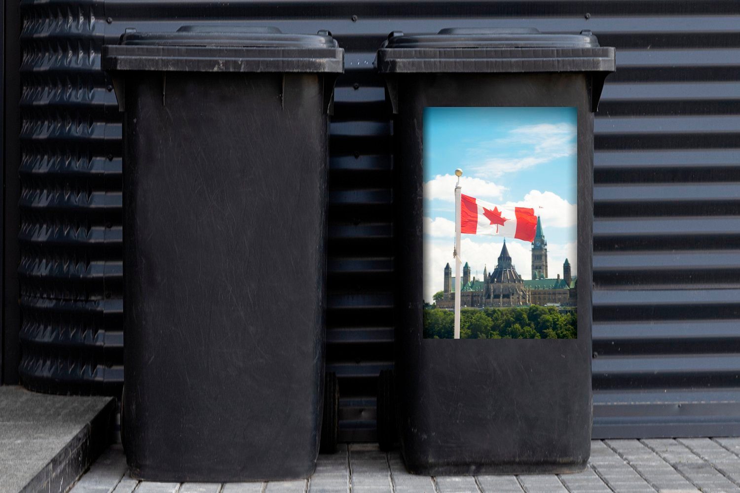 Wandsticker Mülltonne, St), Kanadische Flagge und Sticker, MuchoWow Mülleimer-aufkleber, Parlament Abfalbehälter Container, (1