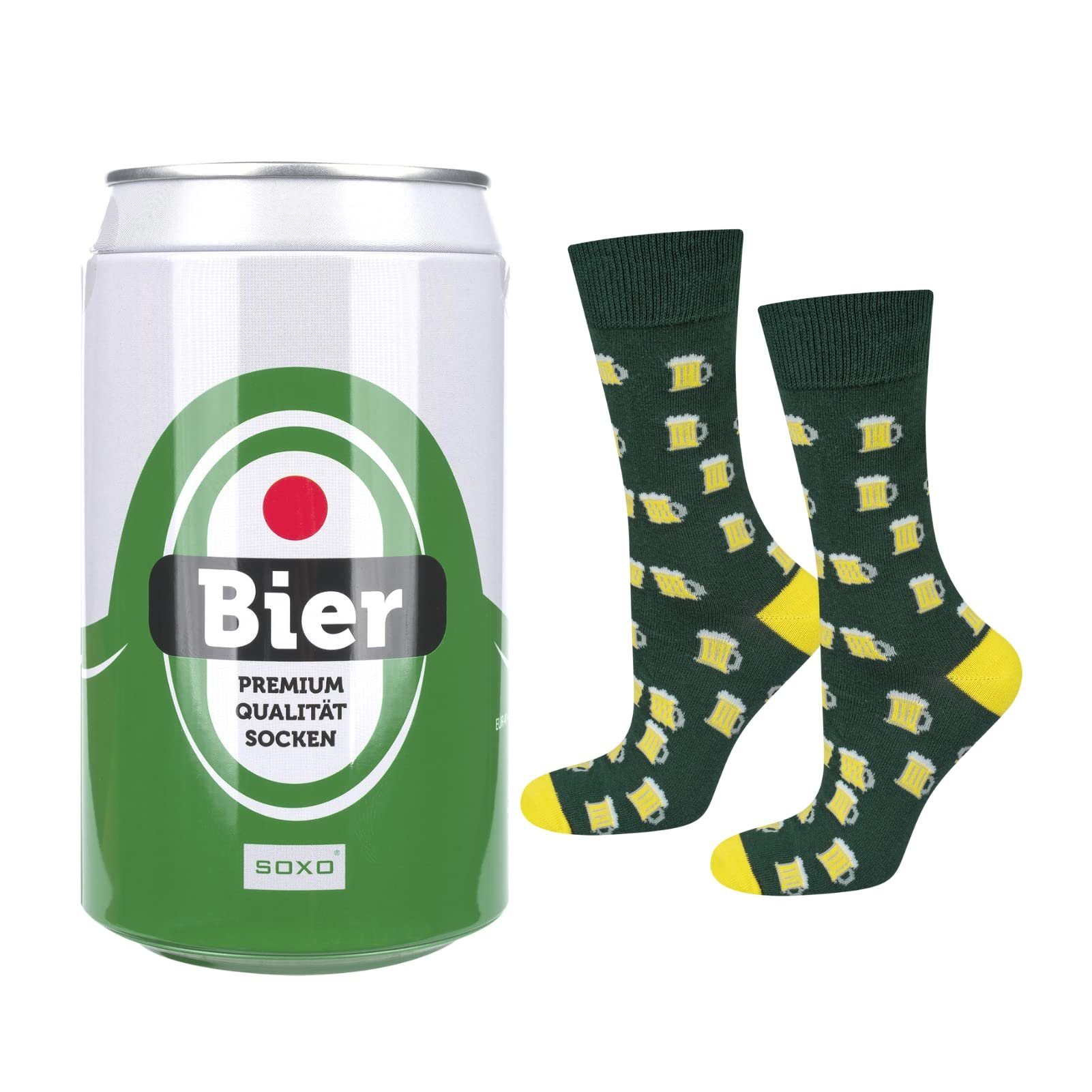 Soxo Socken Bier weich Männer kuschelig Set) (Dose, Für Geschenke