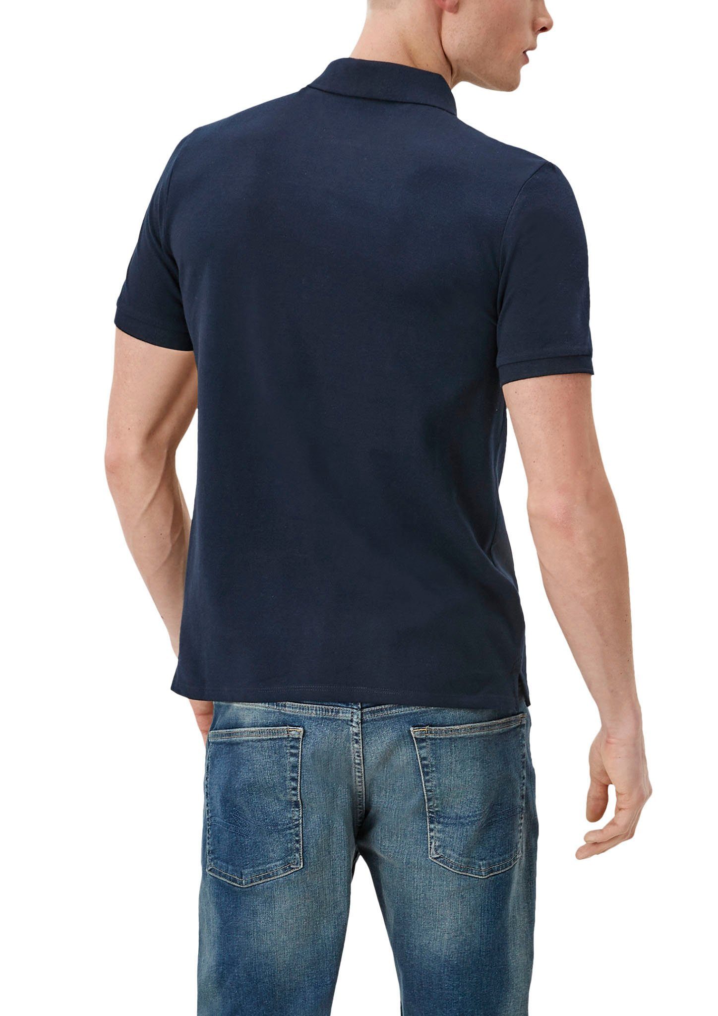 QS den an Einschnitte Seiten Poloshirt blue