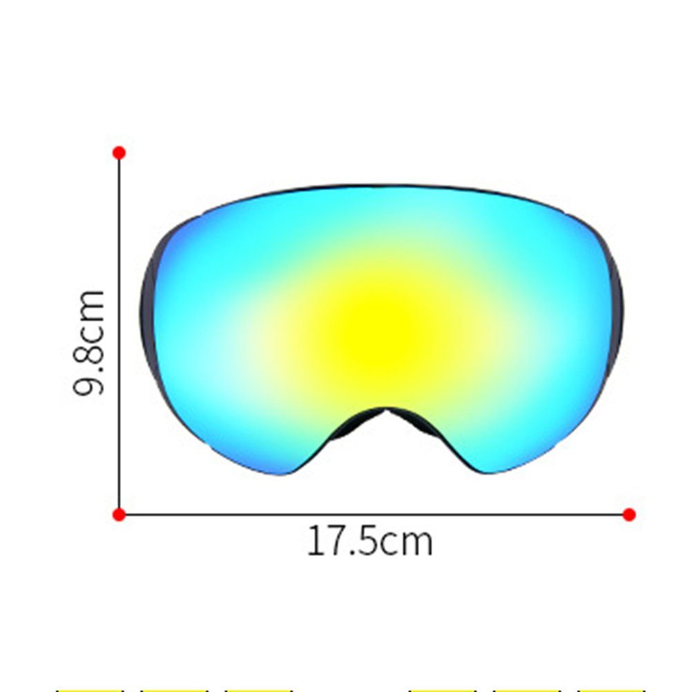 Blusmart Langlebige Überbrille Doppelschichtige Skibrille yellow Skibrille, Galvanisierte frame