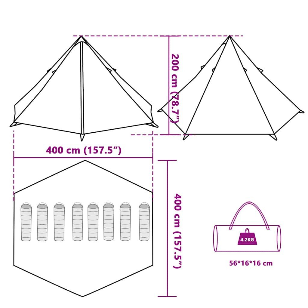 vidaXL Tipi-Zelt Tipi-Familienzelt 8 Personen Grün Wasserdicht, Personen: 8 (1 tlg)