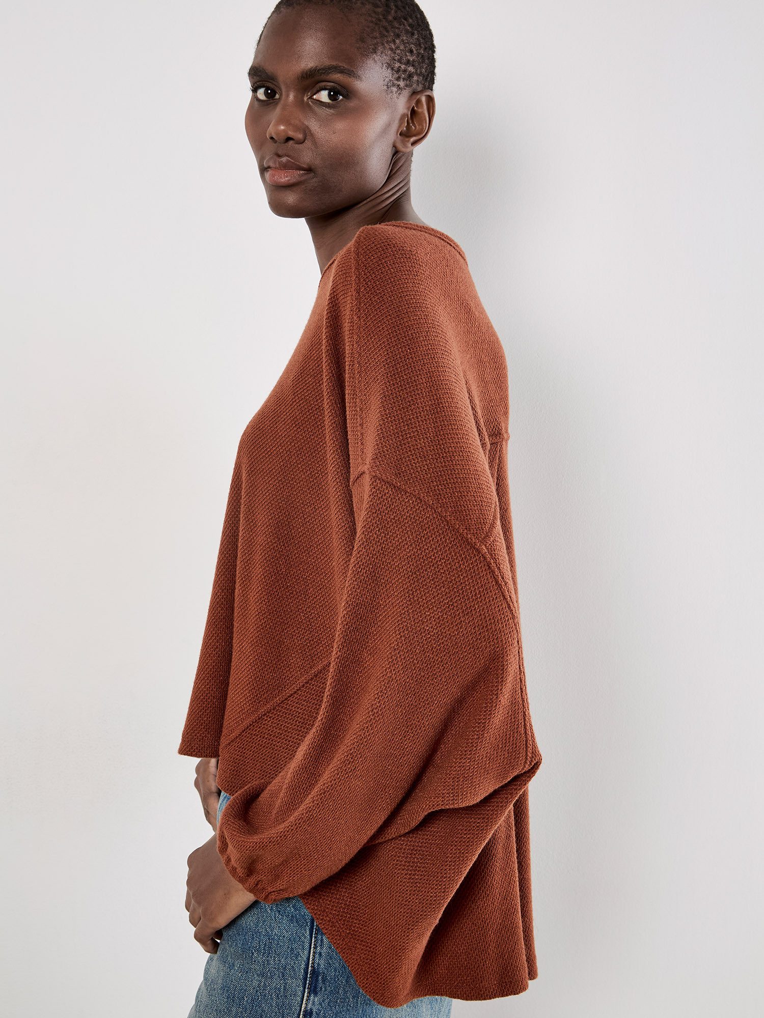 Apricot Fledermauspullover Oversized Pullover im Wabenstrick