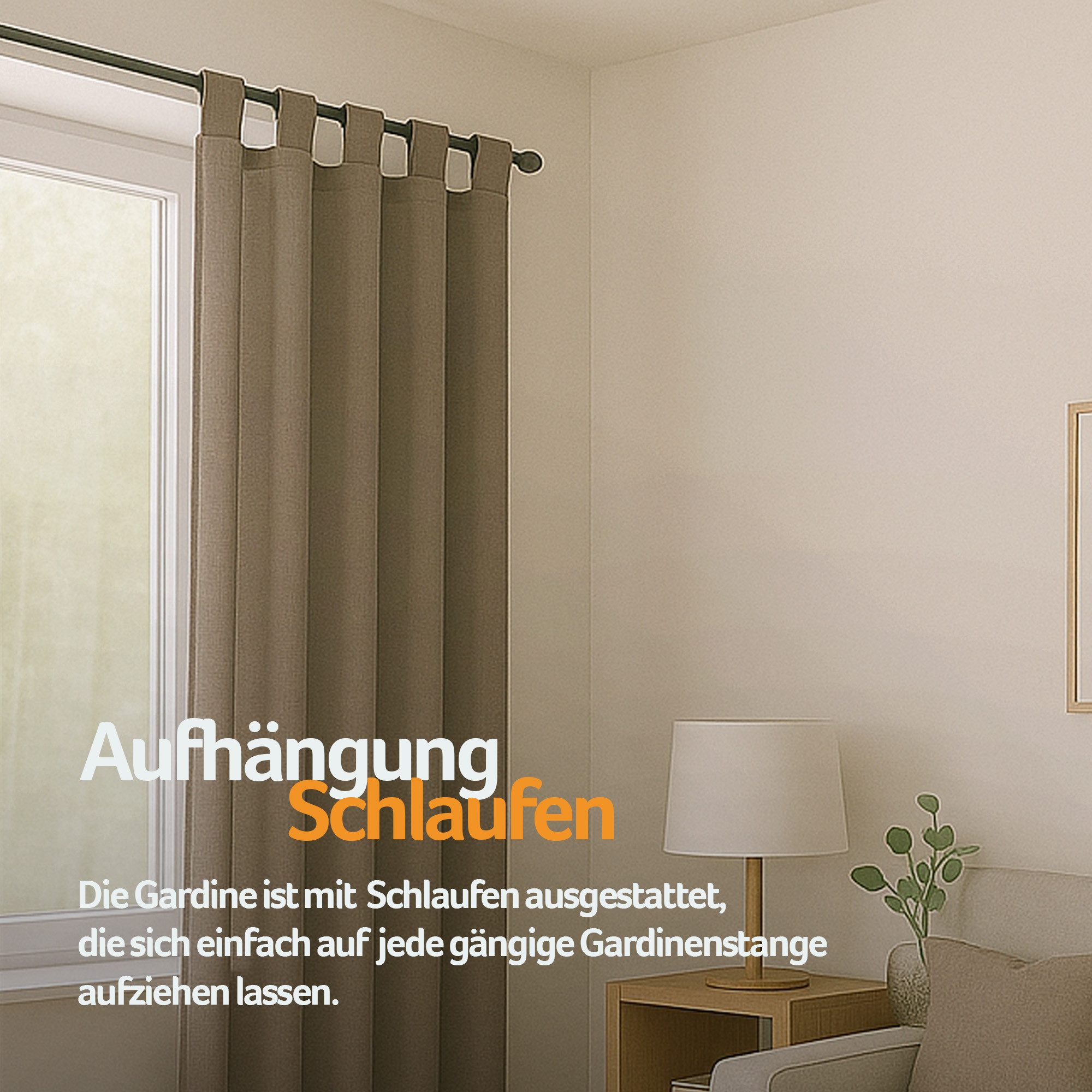 Bestlivings Vorhang "Ellen" mit Schlaufen (1 St), Schlaufen, blickdicht, einfarbig, waschbar bei 30°C, bügelleicht, trocknergeeignet – Bild 3 von 5