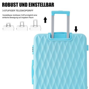 Ulife Hartschalen-Trolley Hartschalen-Koffer Rollkoffer Reisekoffer, 4 Rollen, ABS-Material, TSA Zollschloss,M