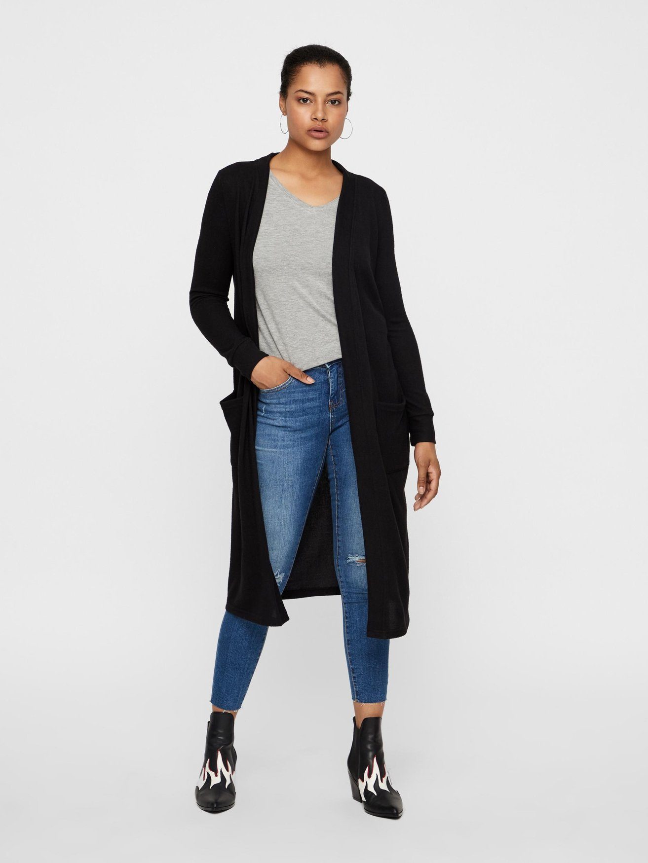 Noisy may Cardigan Langarm Cardigan mit Vordertaschen NMCITY 5678 in Schwarz