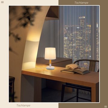 Nettlife Nachttischlampe 2er Set E27 Weiß Vinatge Nachttischleuchte Weihnachtsgeschenke, mit Kippschalter, ohne Leuchtmittel, für Schlafzimmer Wohnzimmer Esszimmer