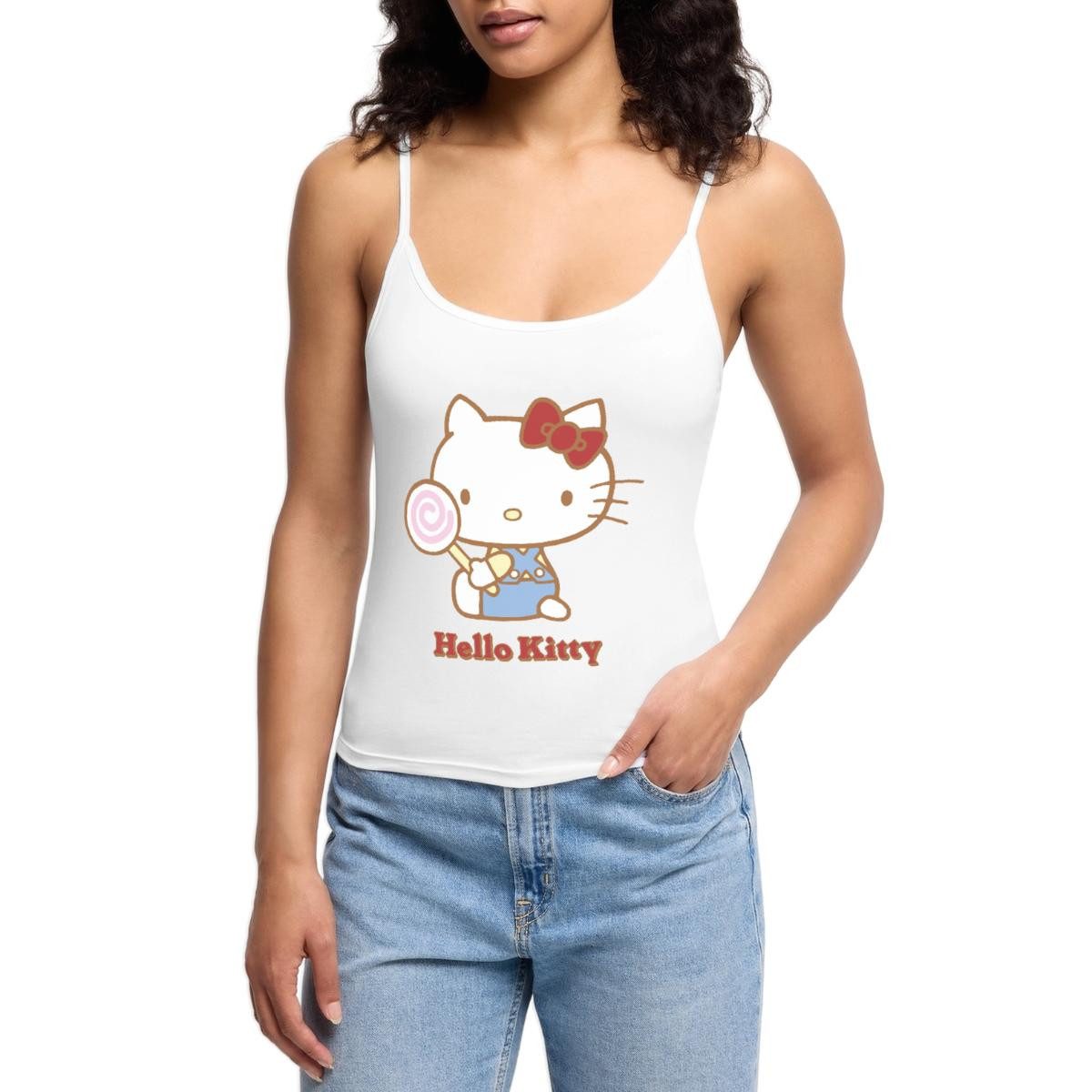 Spaghettitop Hello Kitty Mit Lollipop Frauen Premium Organic Top mit Spaghettiträge