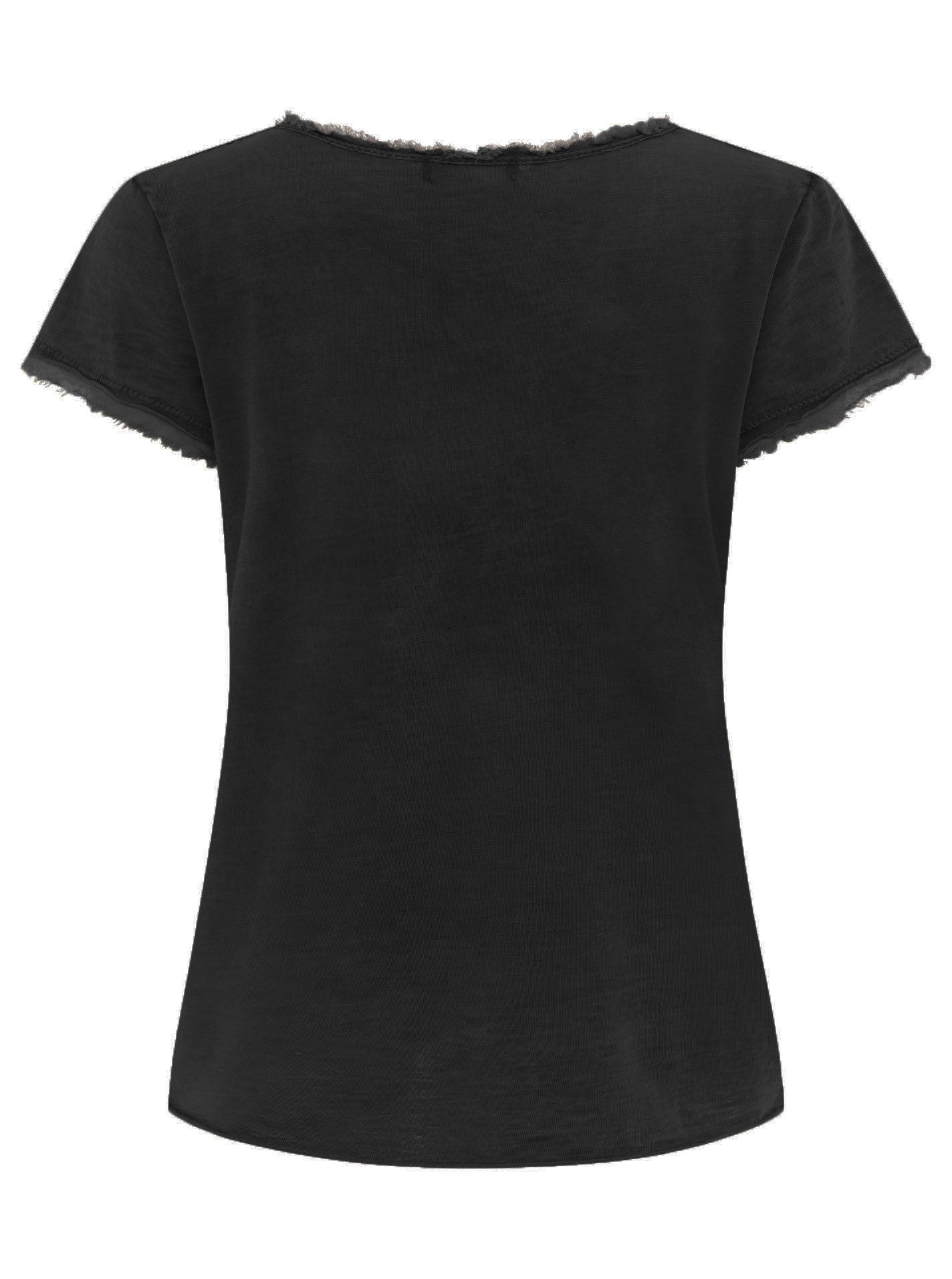 Zwillingsherz T-Shirt "Positive Mind" V-Ausschnitt, Kurzarm, Used-Look, Baumwolle, ausgefranste Kanten – Bild 4 von 4