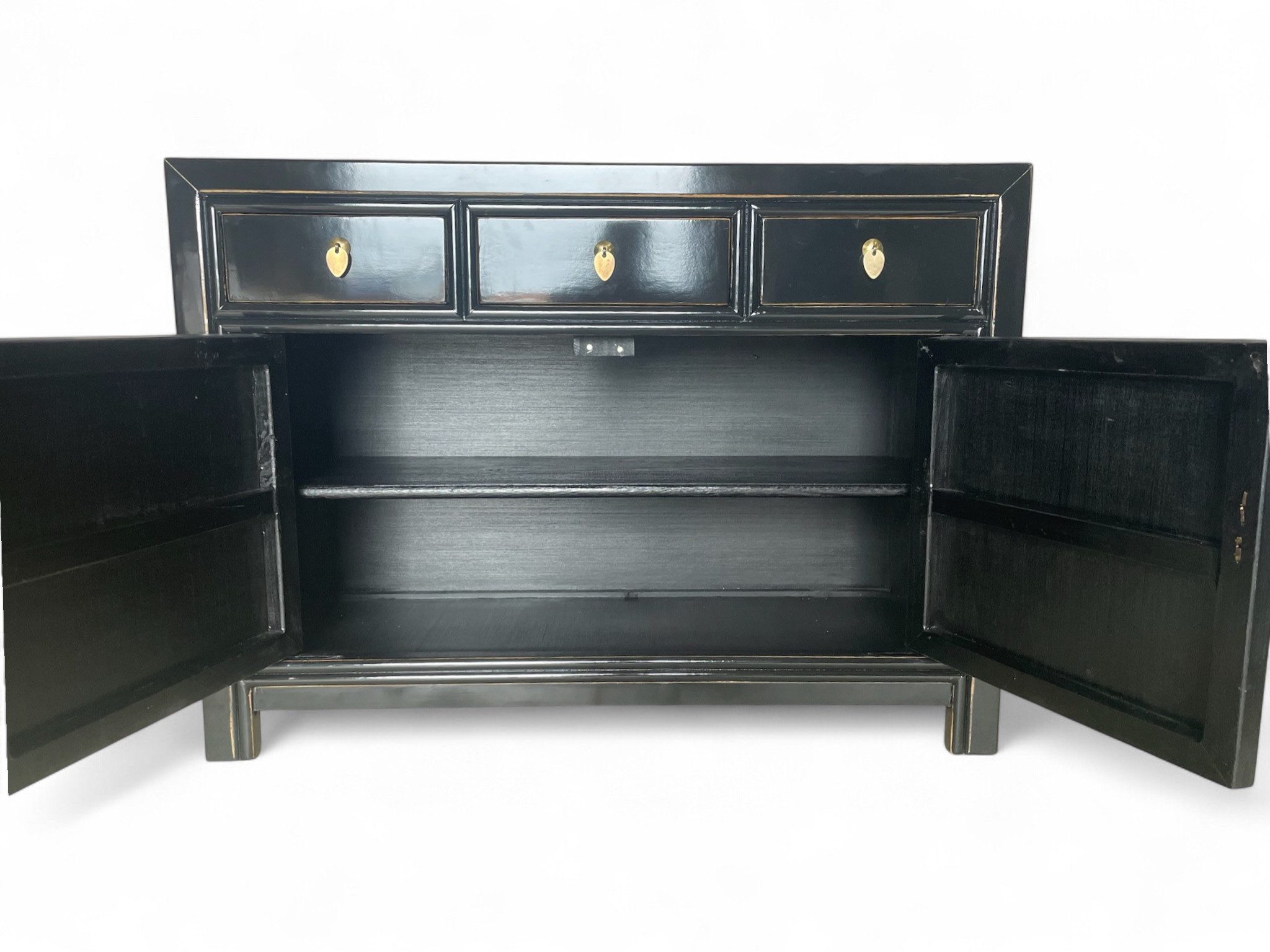OPIUM OUTLET Kommode Vintage Schrank Sideboard schwarz asiatisch chinesisch orientalisch (B x T x H: 117 x 40 x 85 cm, Anrichte Buffet), Asia Möbel Hochzeitsschrank komplett montiert
