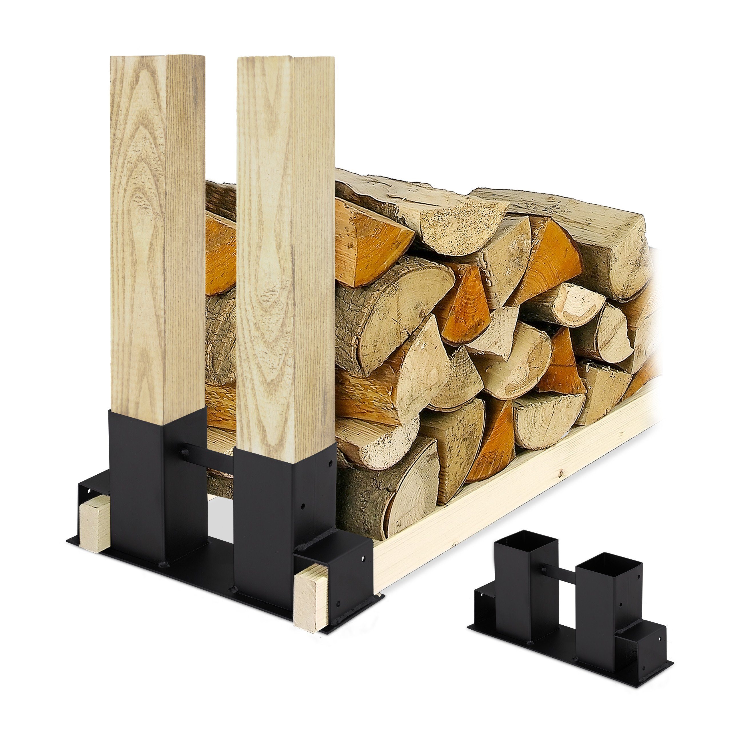 relaxdays Kaminholzkorb Holzstapelhilfe 2er Set (2 St)