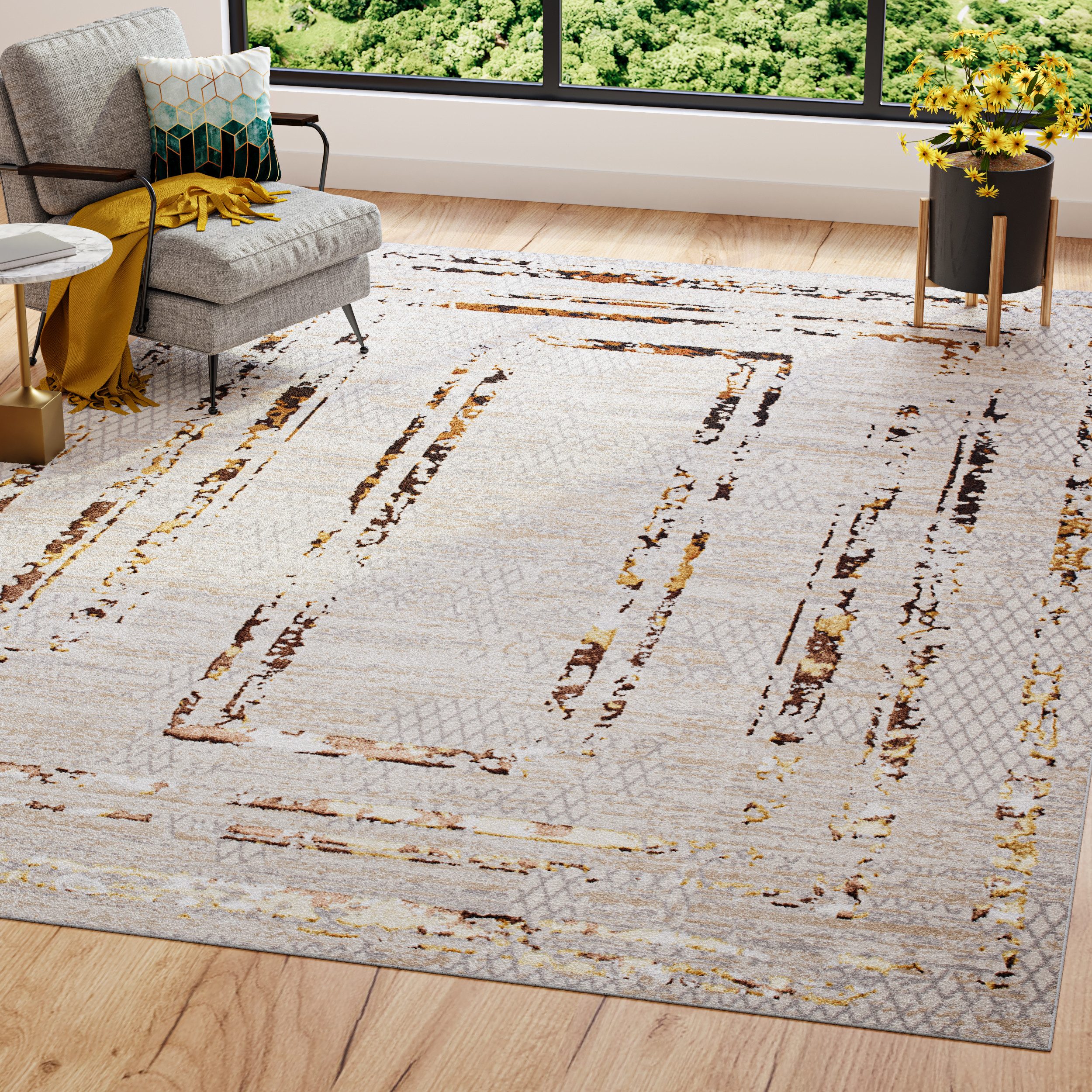 Tapiso Designteppich GOLDEN, rechteckig, Höhe: 16 mm, Wohnzimmer, Schlafzim günstig online kaufen