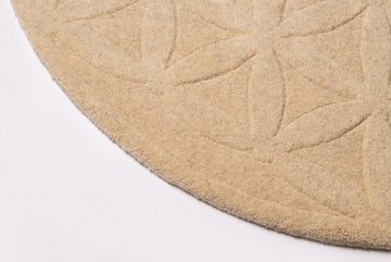 Teppich Handgetuftet mit der Blume des Lebens - Natur, LivingDesigns, rund