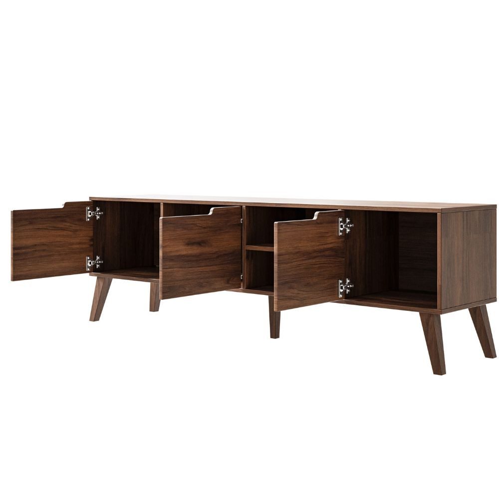 Compleo TV-Schrank mit 3 Türen, Nussbaum oder Kaschmir, Lowboard MONIS
