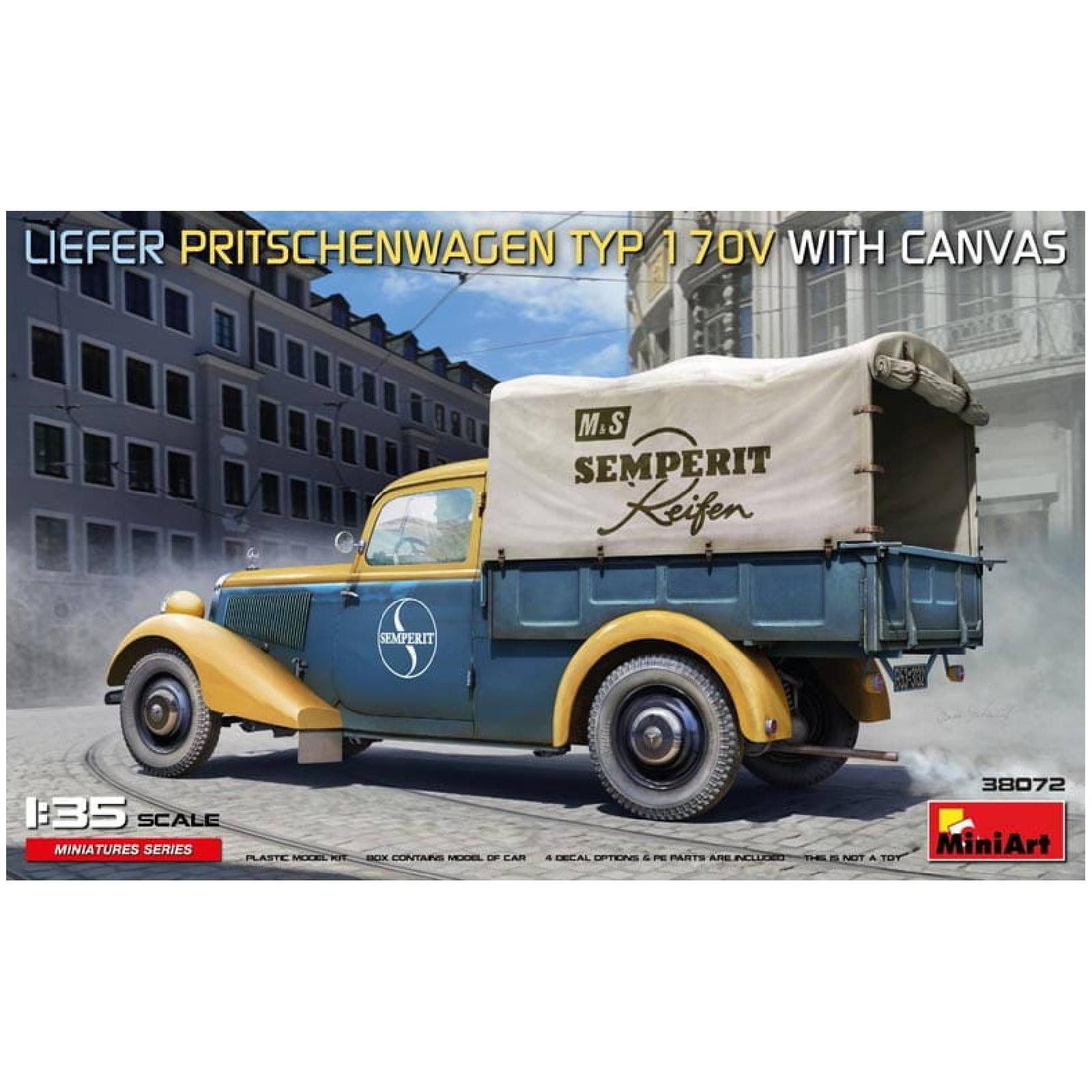 MiniArt Modellbausatz Liefer Pritschenwagen Typ 170V with Canvas / 1:35, Maßstab 1:35