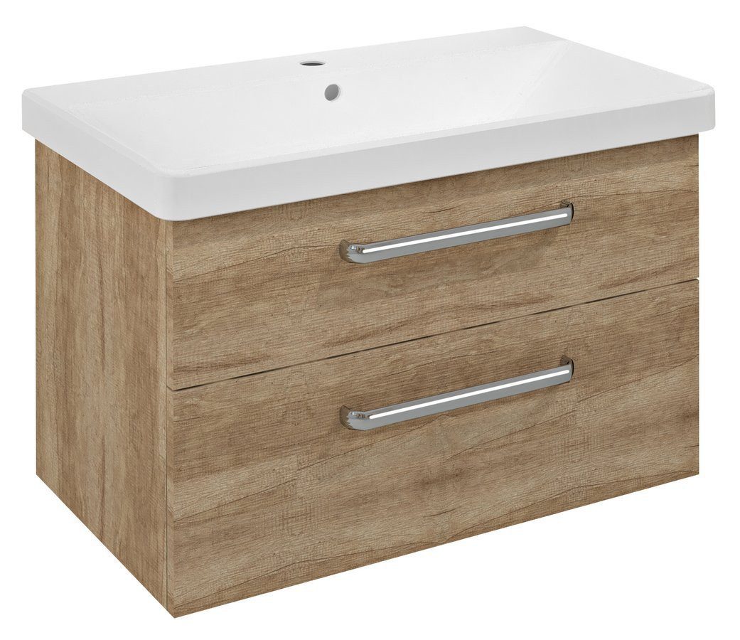 Sapho Waschbeckenunterschrank THEIA Unterschrank 75,6x50x44,2cm, 2xSchublade, Eiche Alabama Sapho-TH080-2222