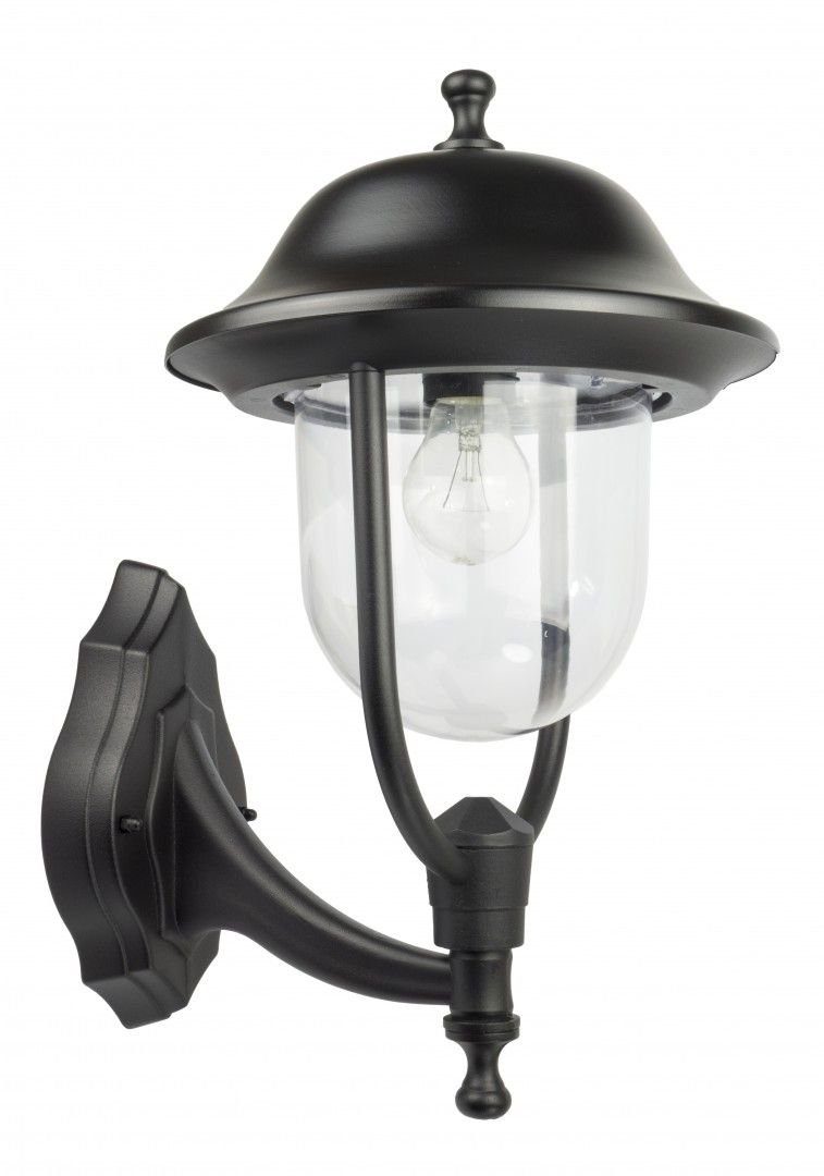Licht-Erlebnisse Außen-Wandleuchte BERLAAR, ohne Leuchtmittel, Außenwandlampe H: 44 cm Schwarz Aluguss Kunstglas IP43 Rustikal