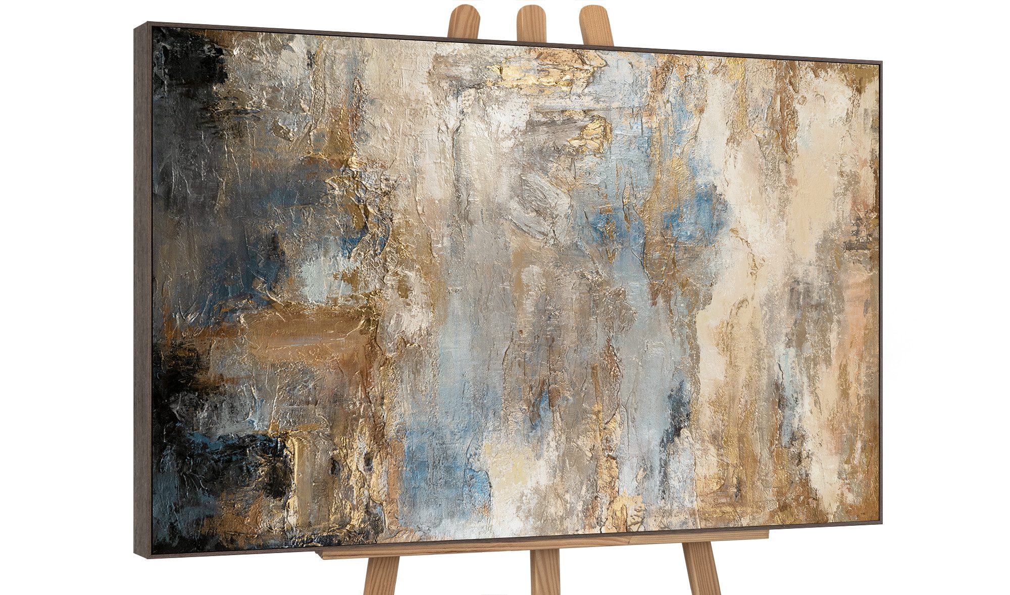 YS-Art Gemälde Glanz und Eleganz, Abstraktion, Leinwandbild Abstraktion mit ganz viel Goldanteilen