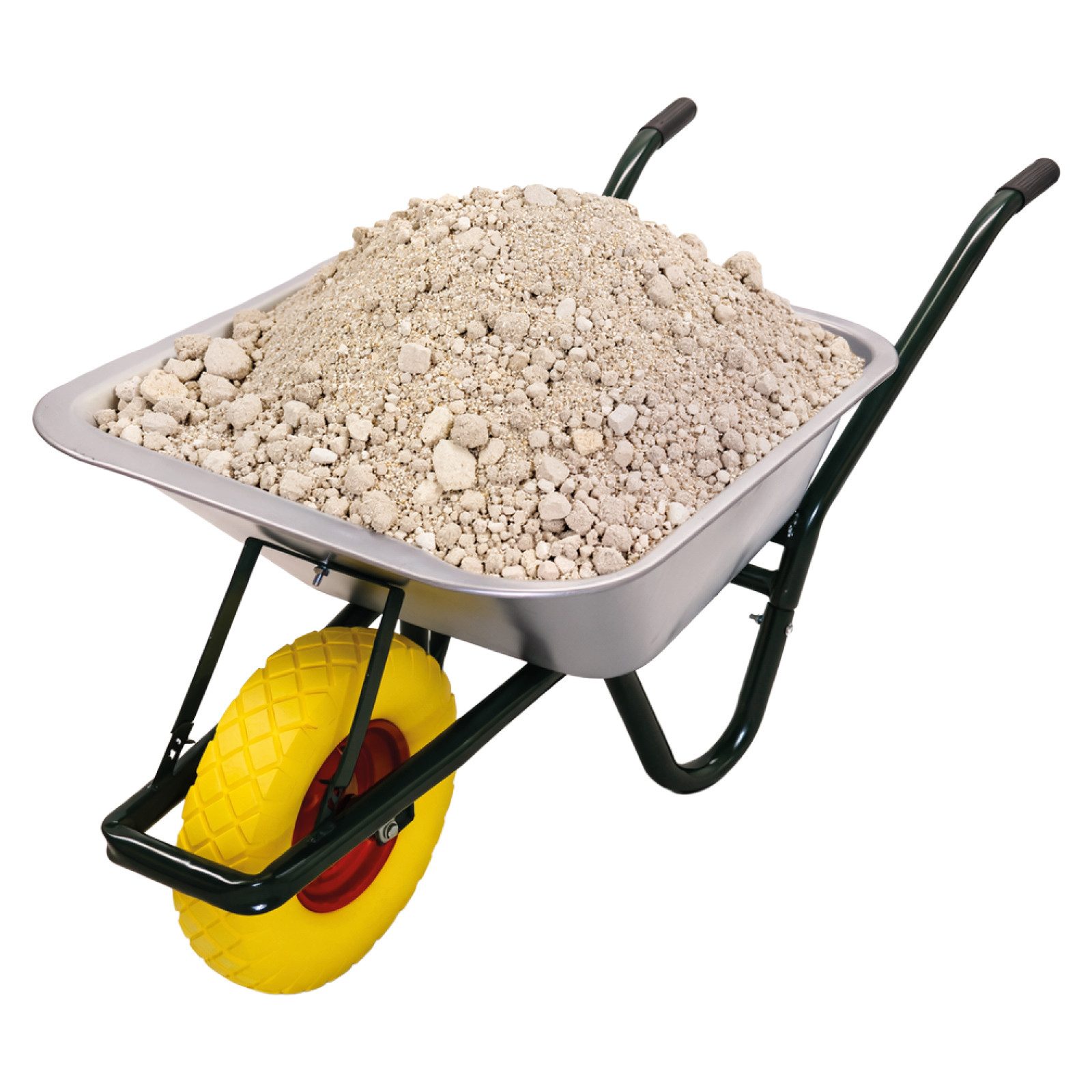 Bituxx Schubkarre Dunkelgrün mit PU Rad Gelb, (MS-17634)