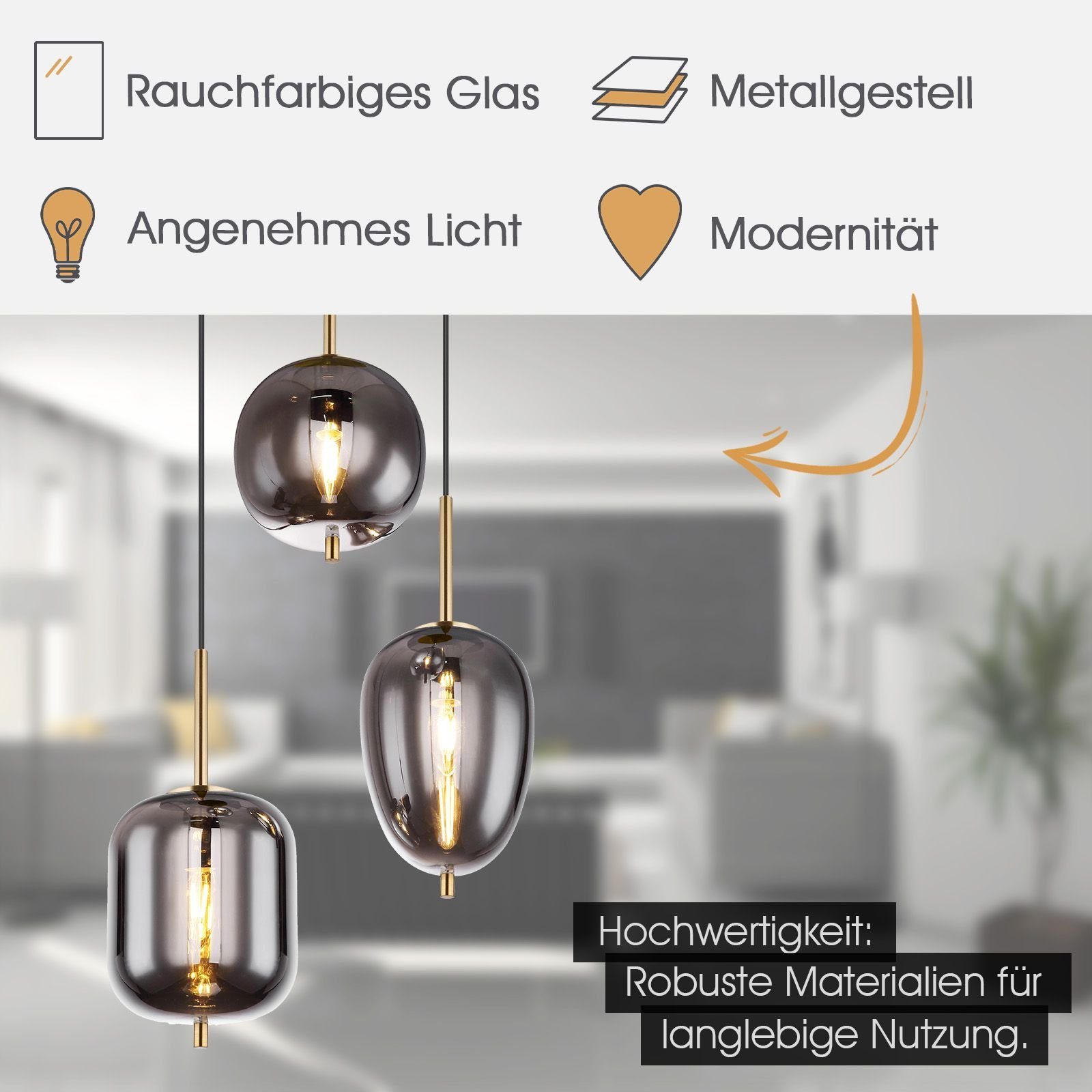 bmf-versand Hängeleuchte Hängelampe Esszimmer Hängeleuchte Wohnzimmer Rauch günstig online kaufen