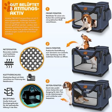 TRESKO Hunde-Transportbox Hundebox faltbar inkl. Leckmatte und Spatel bis 15,00 kg, Transportbox für Hunde und Katzen Hundetransportbox Hundetasche