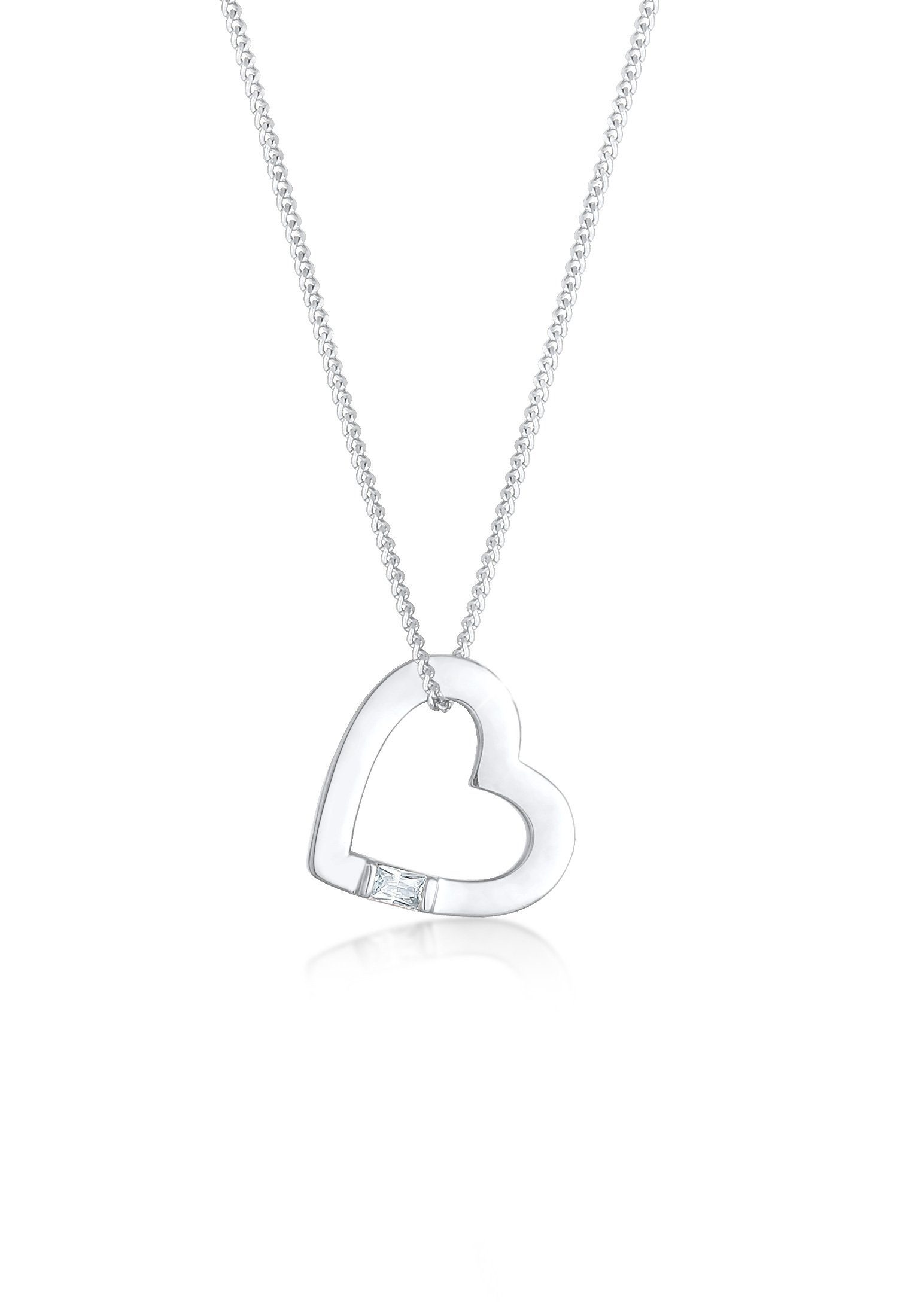 Kette mit Anhänger Herz Zirkonia Anhänger Cut Out 925 Silber
