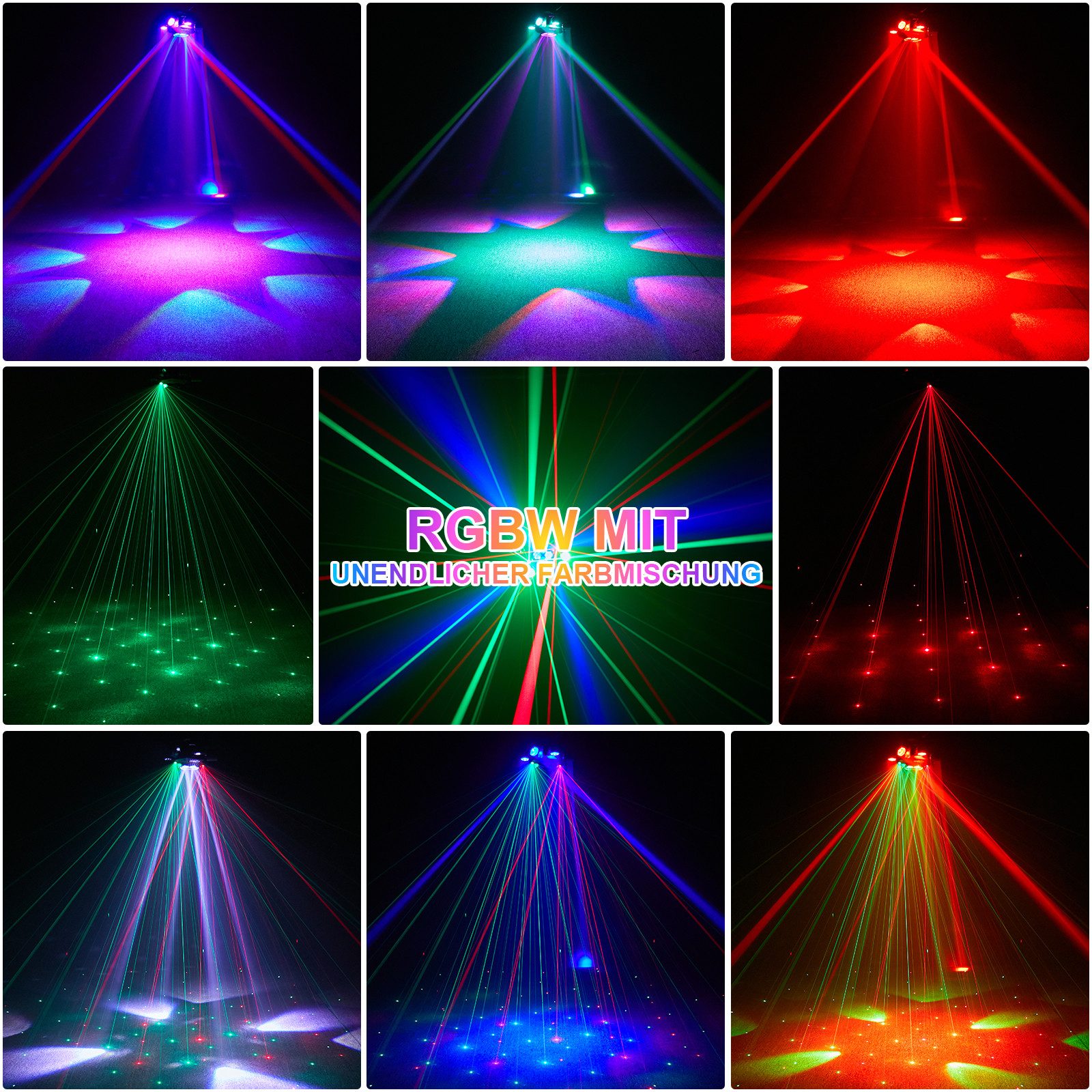 ZonQoonz Discolicht 150W 6-Arm Bühnenstrahllicht mit Sterneneffekt für DJ-Party-Hochzeit
