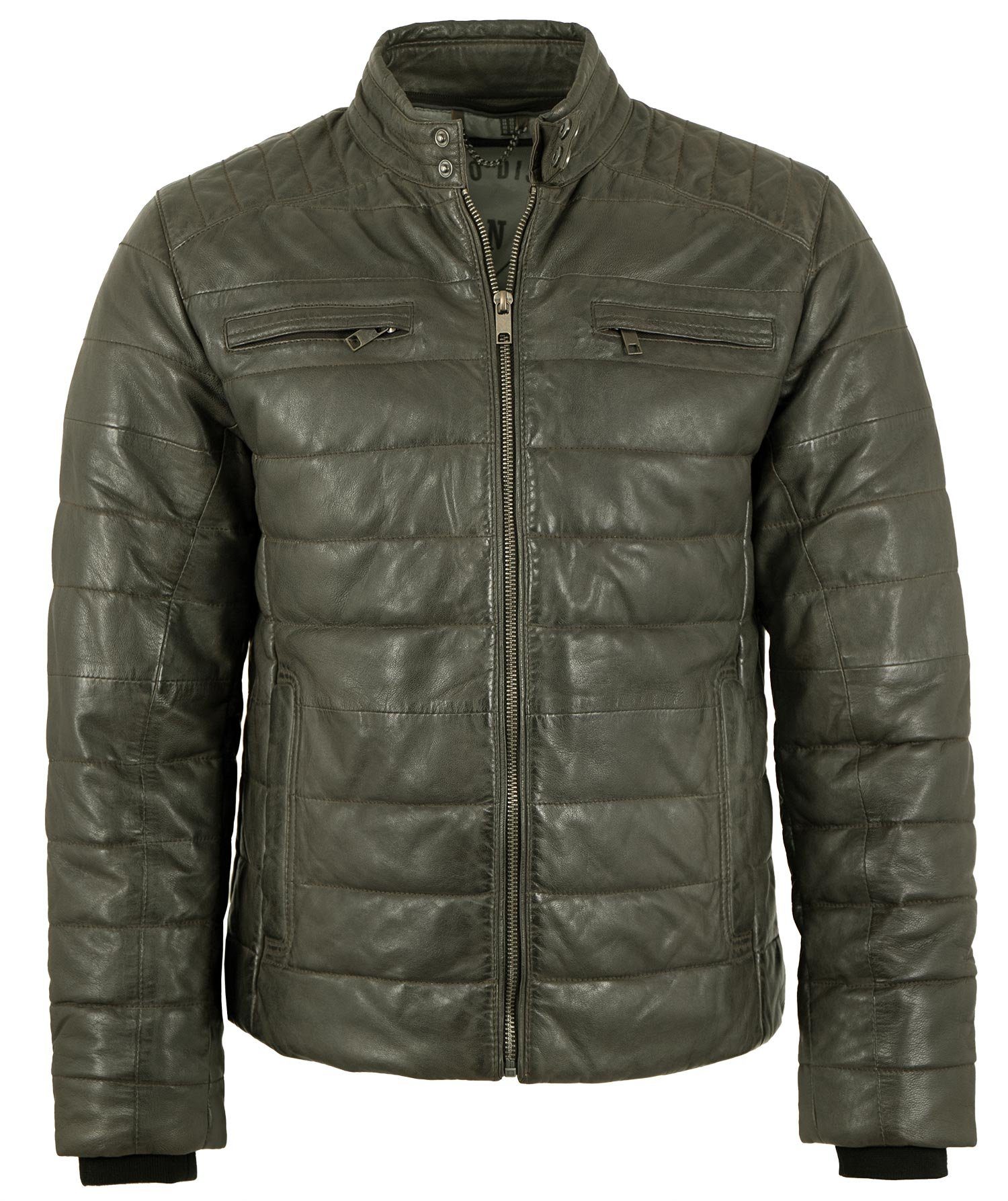Deercraft Lederjacke DMHuxly Deercraft - Herren Lederjacke Steppjacke Lammnappa olive