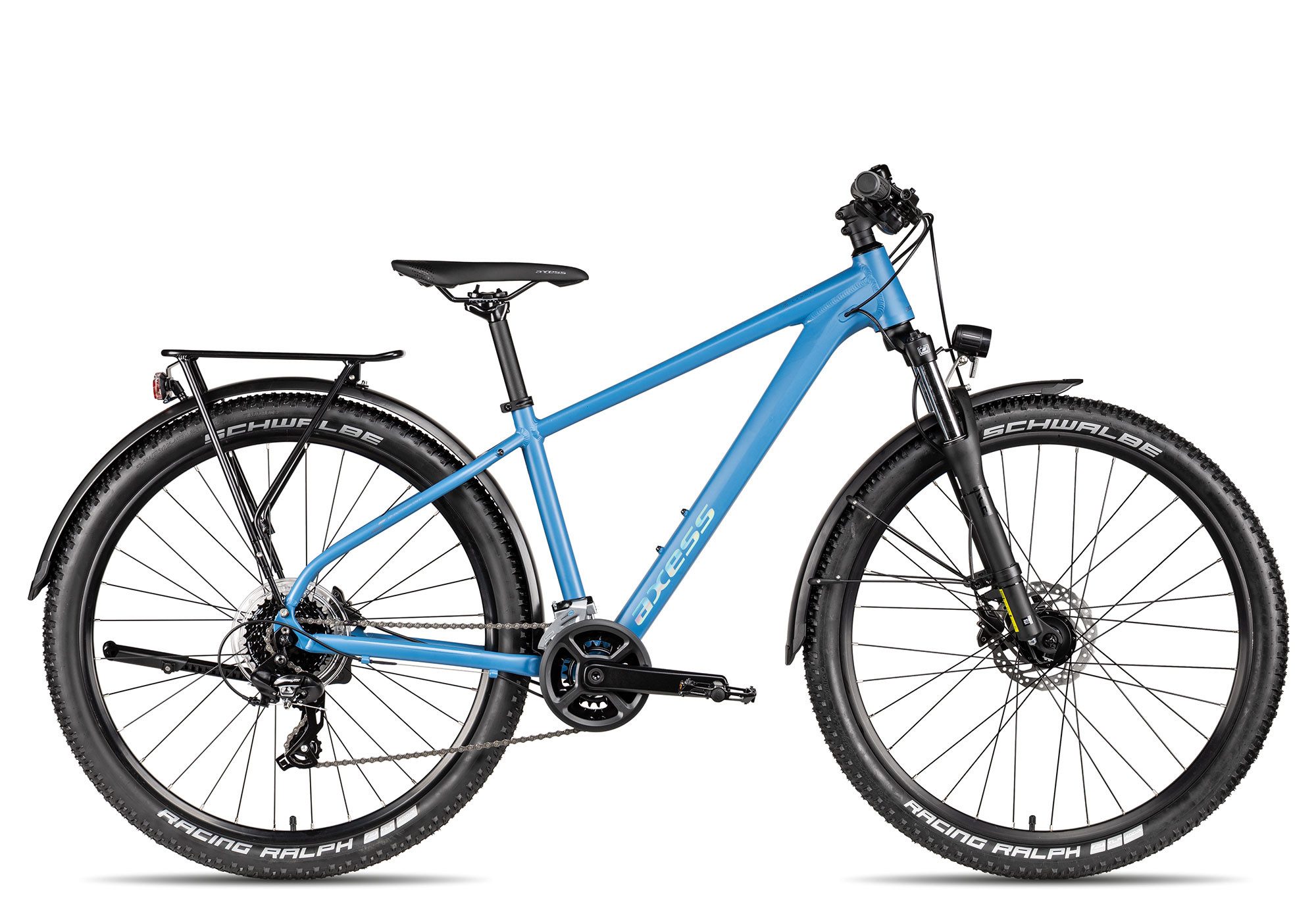 Axess Mountainbike Axess Sandee DX 27.5, 16 Gang Shimano Tourney RD-TX800 Schaltwerk, Kettenschaltung, hydraulische Scheibenbremse blau