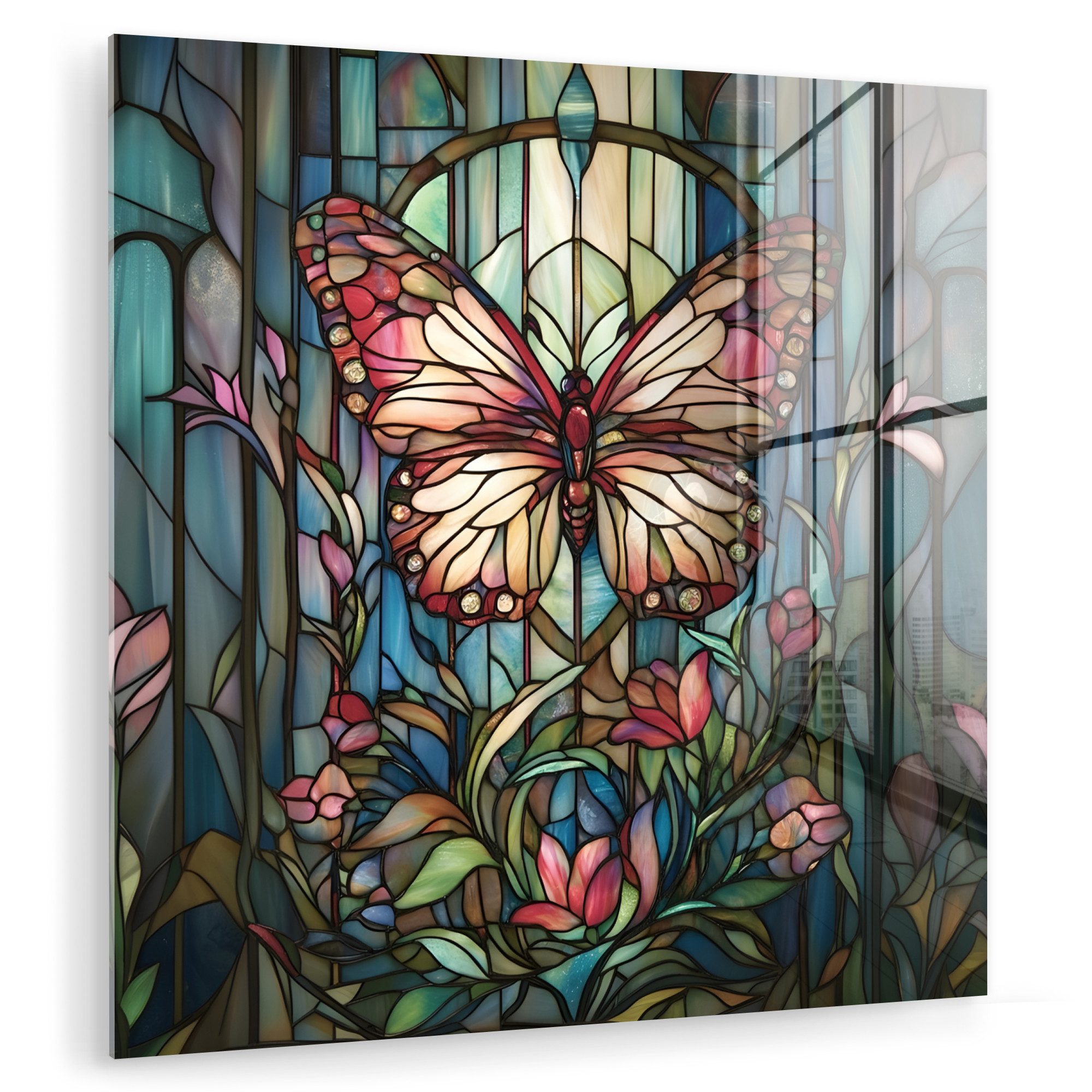 MuchoWow Acrylglasbild Schmetterling - Rosa - günstig online kaufen