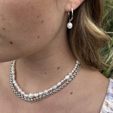 Brandlinger Perlenkette Halskette Fiji, Silber 925 vergoldet, Süßwasserperlen